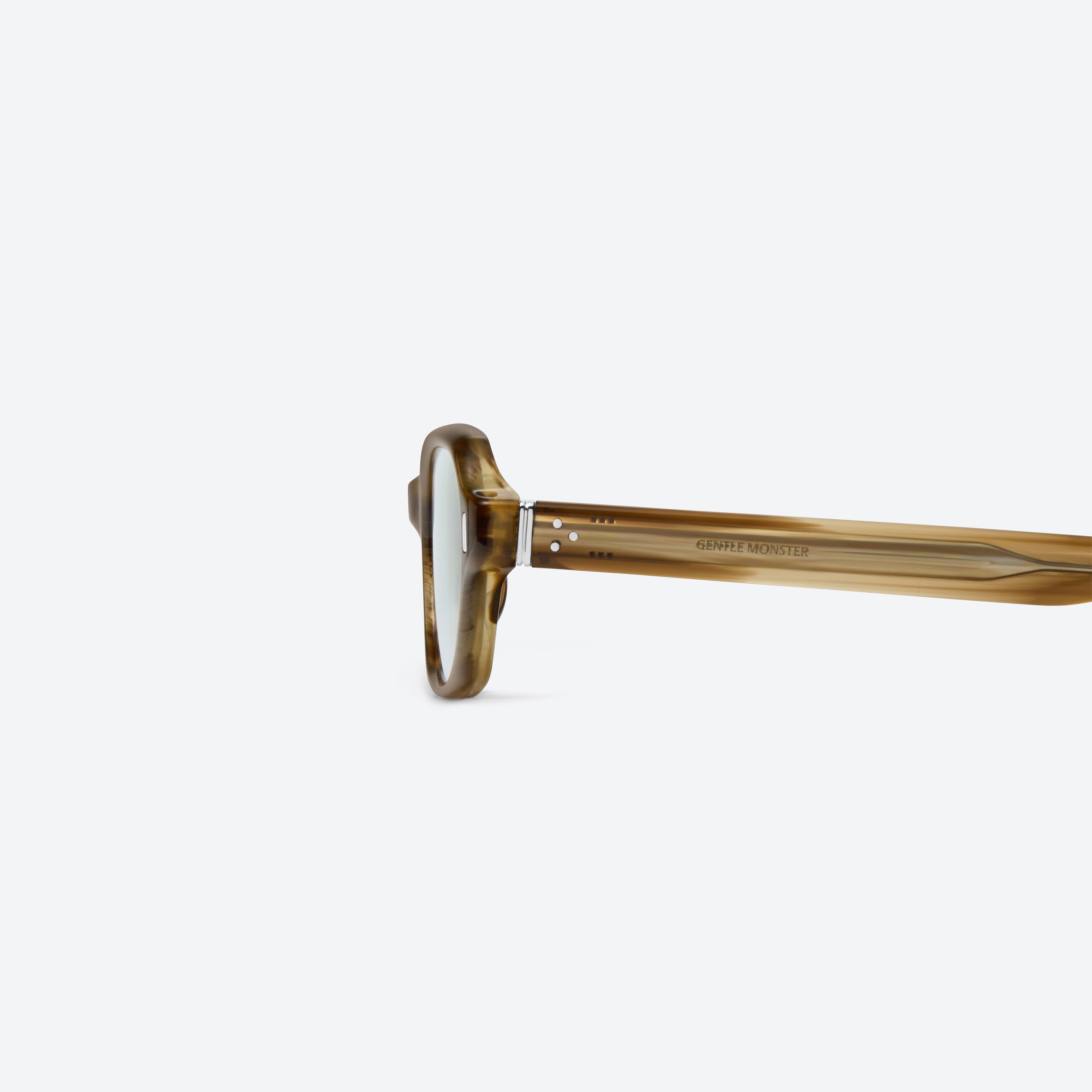 A detailed left view of Gentle Monster Cai B1 Brown Acetate framed Aviator sunglasses.