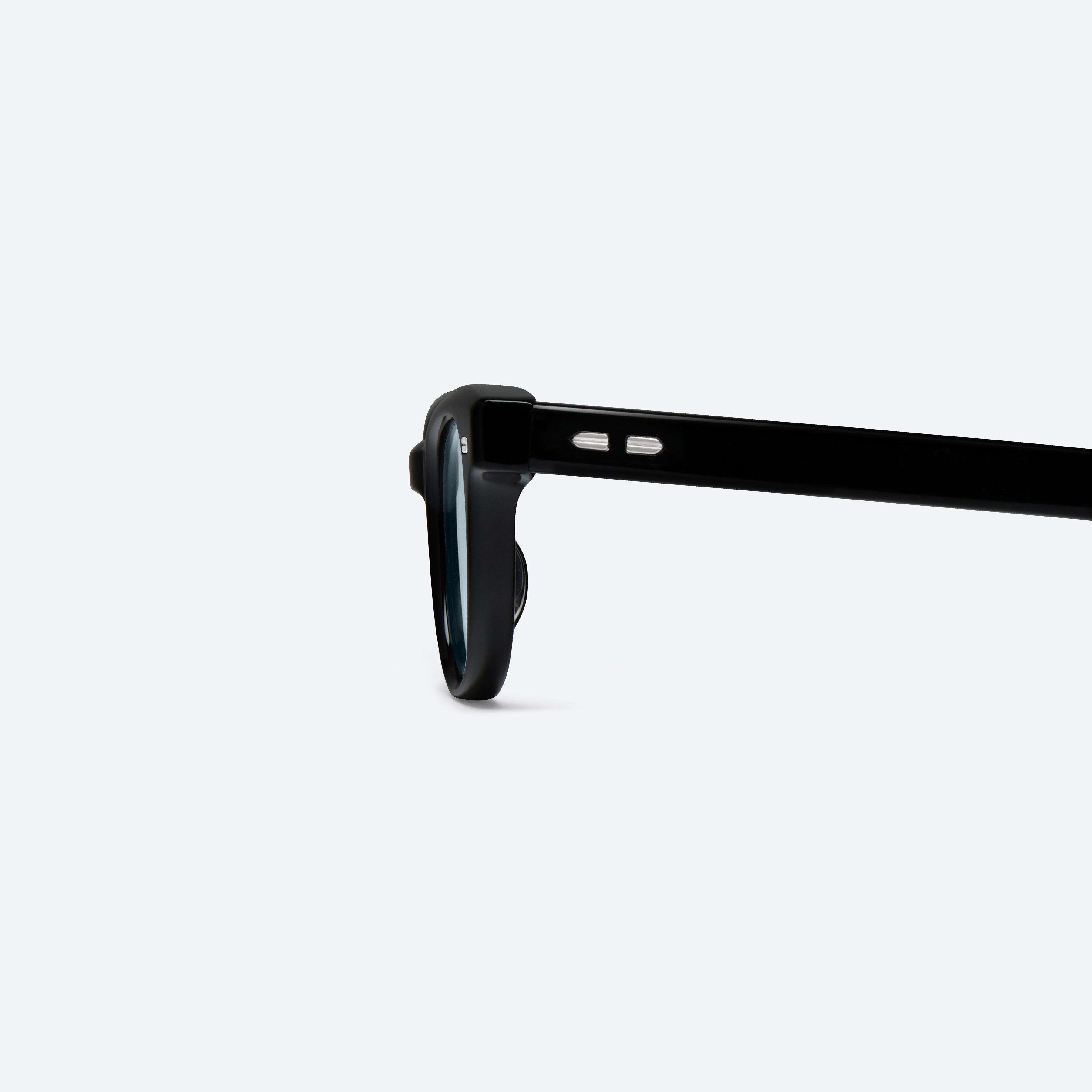 A detailed left view of Gentle Monster Magg 01(bl) Black Acetate framed Round sunglasses.