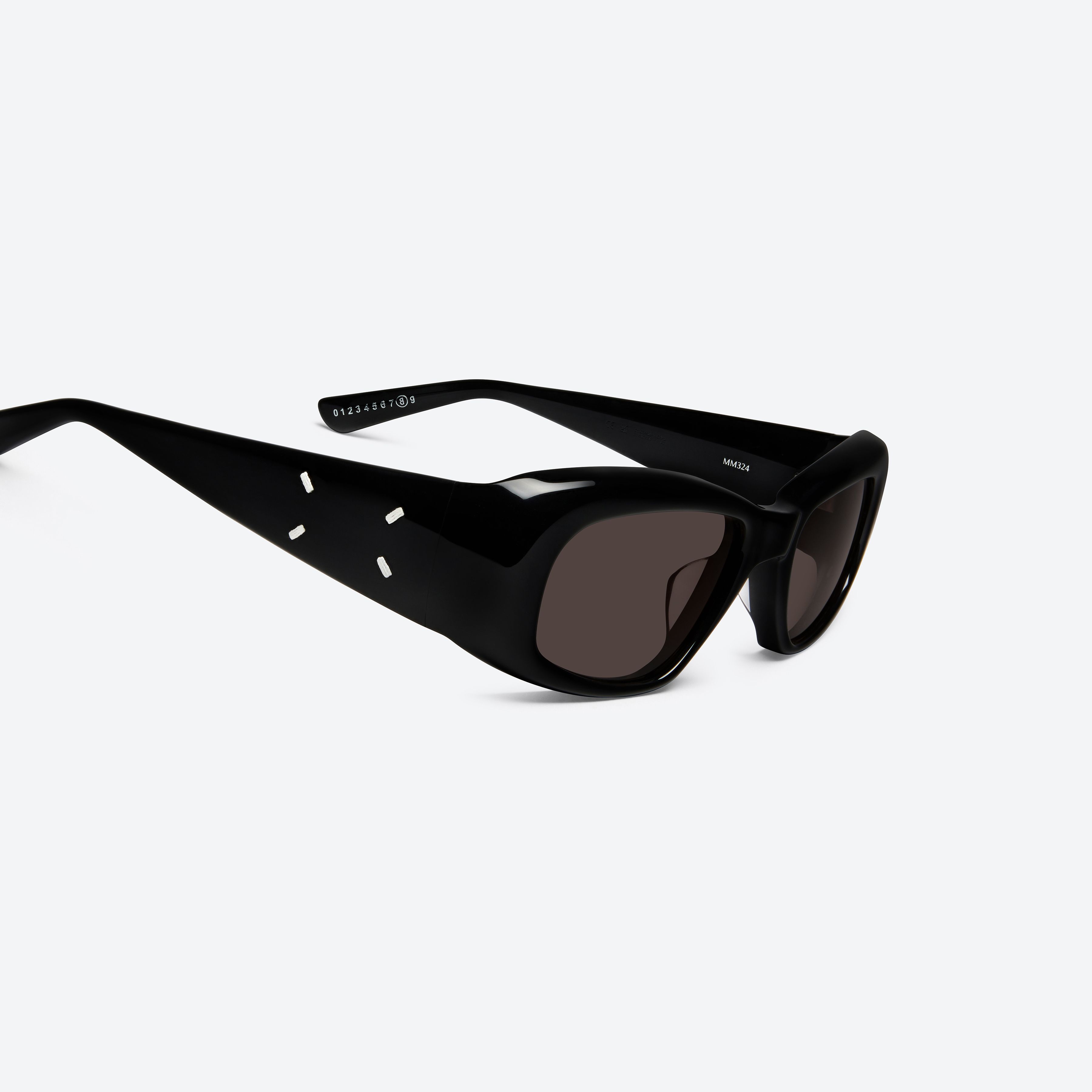 45-degree detailed view of Gentle Monster Maison Margiela - MM324 01 Black Acetate framed Square sunglasses.