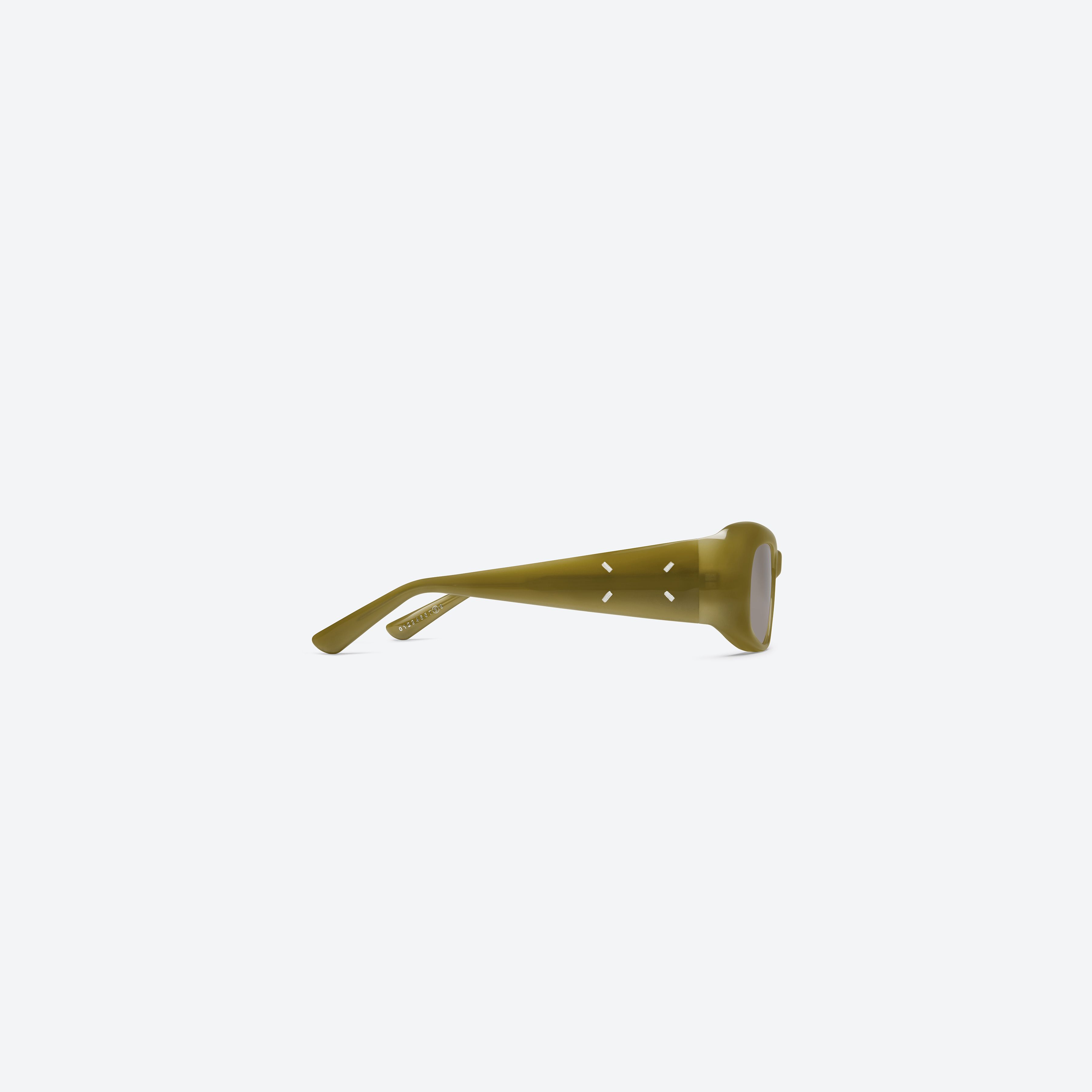 A detailed right view of Gentle Monster Maison Margiela - MM324 GRC7 Green Acetate framed Square sunglasses.