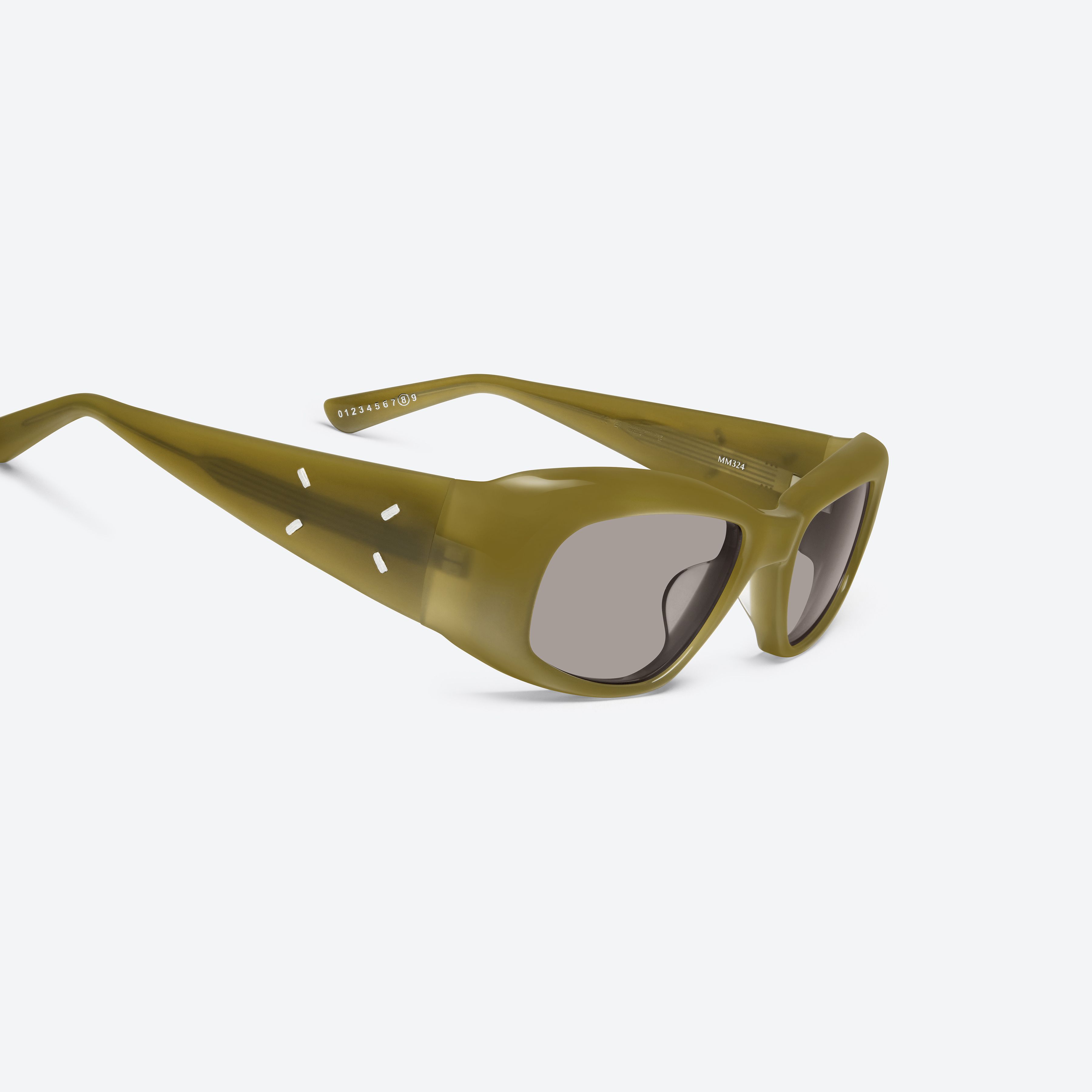 45-degree detailed view of Gentle Monster Maison Margiela - MM324 GRC7 Green Acetate framed Square sunglasses.
