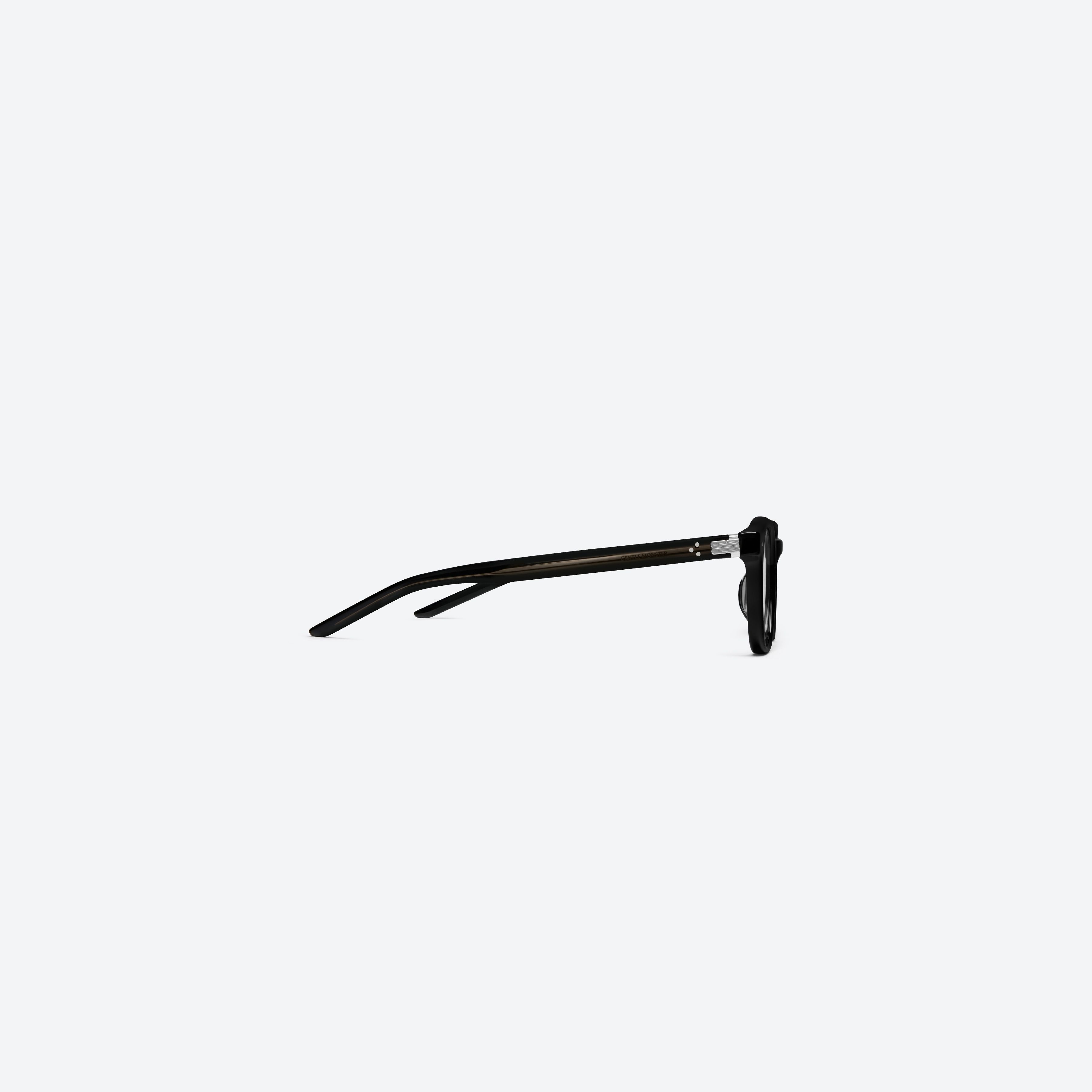 A detailed right view of Gentle Monster Poet 01 Black Acetate framed Square glasses.