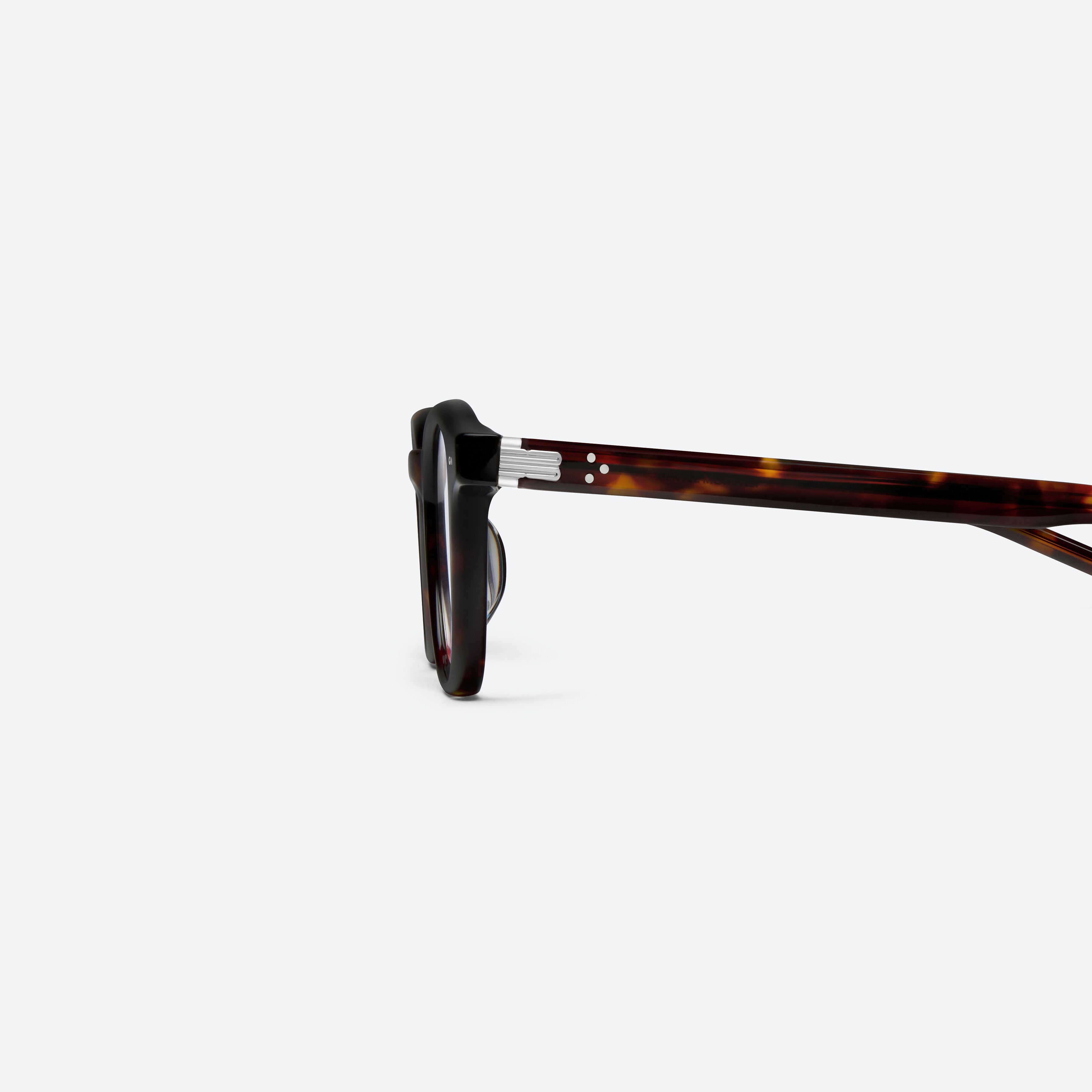 A detailed left view of Gentle Monster Poet T1 Tortoise Acetate framed Square glasses.