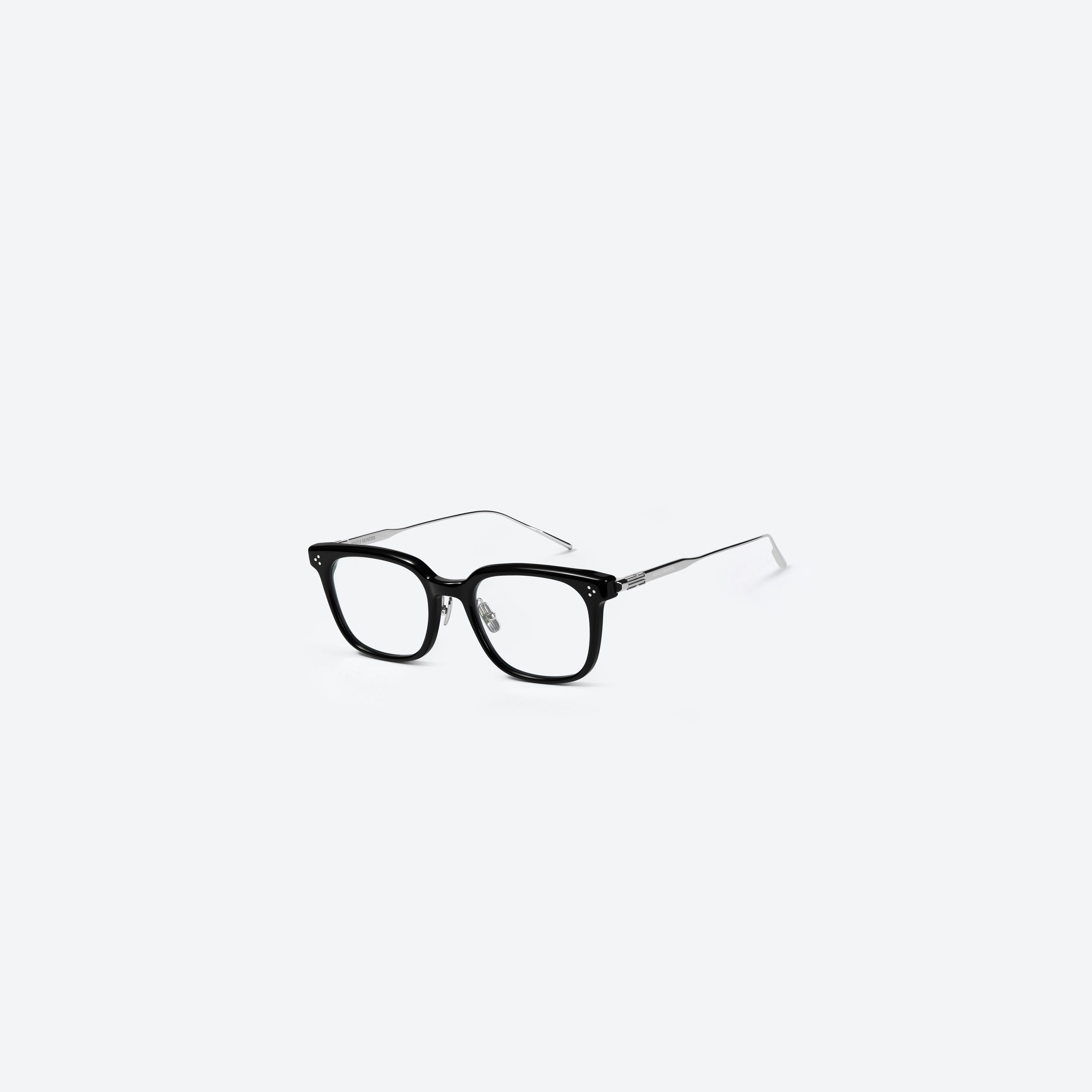 45-degree view of Gentle Monster Noa 01 Black Mixed framed Square glasses.