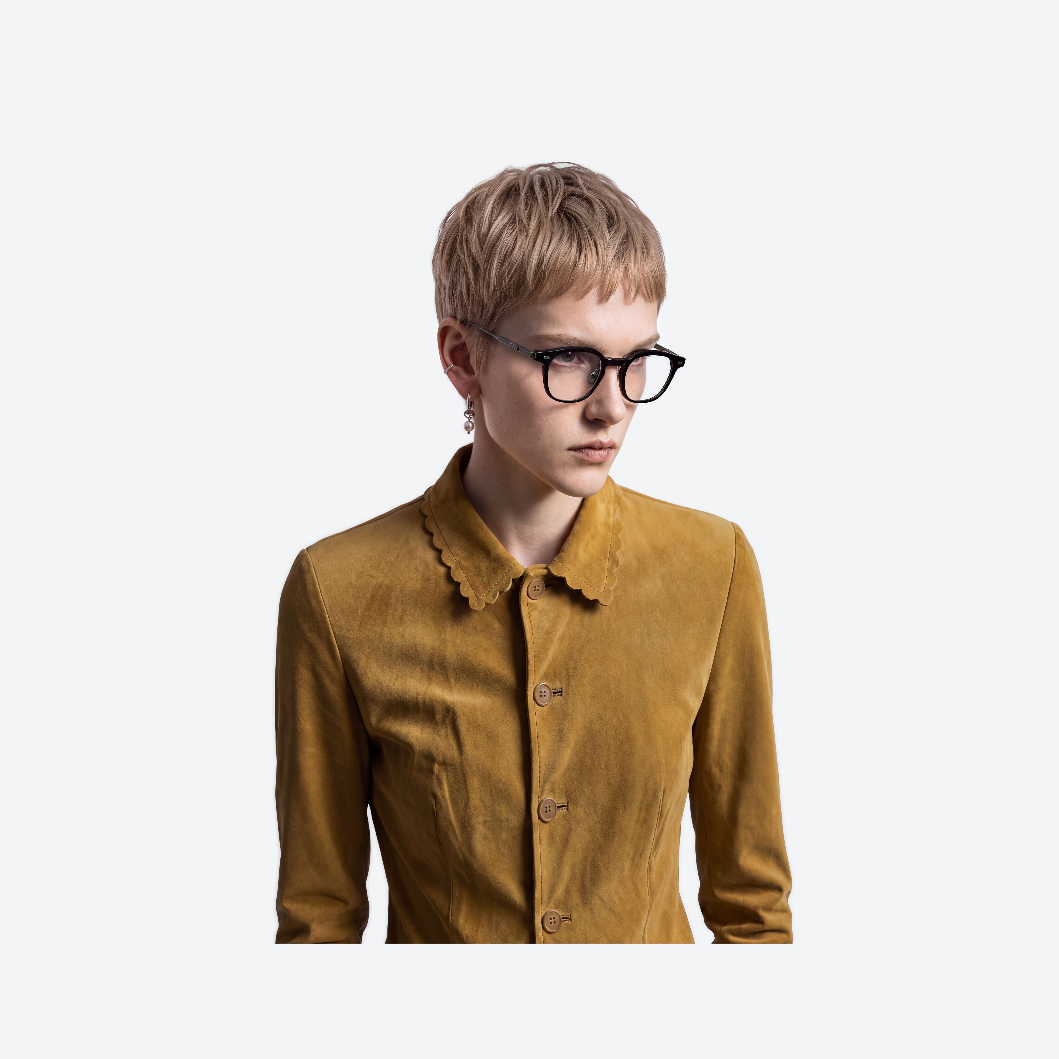 Model wearing the Odin 01 Black Mixed framed Square glasses.