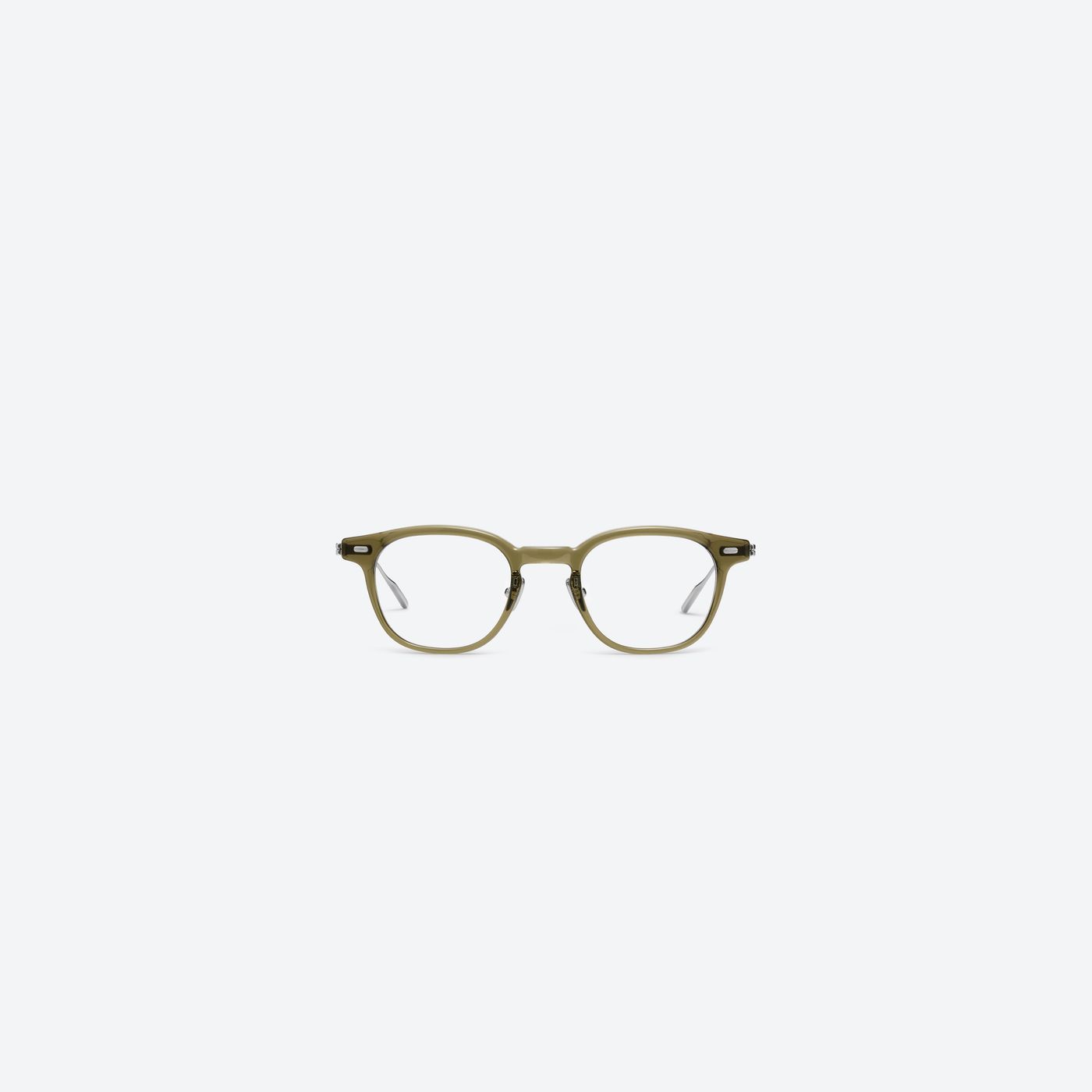 A front view of Gentle Monster Odin Kc1 Green Mixed framed Square glasses.