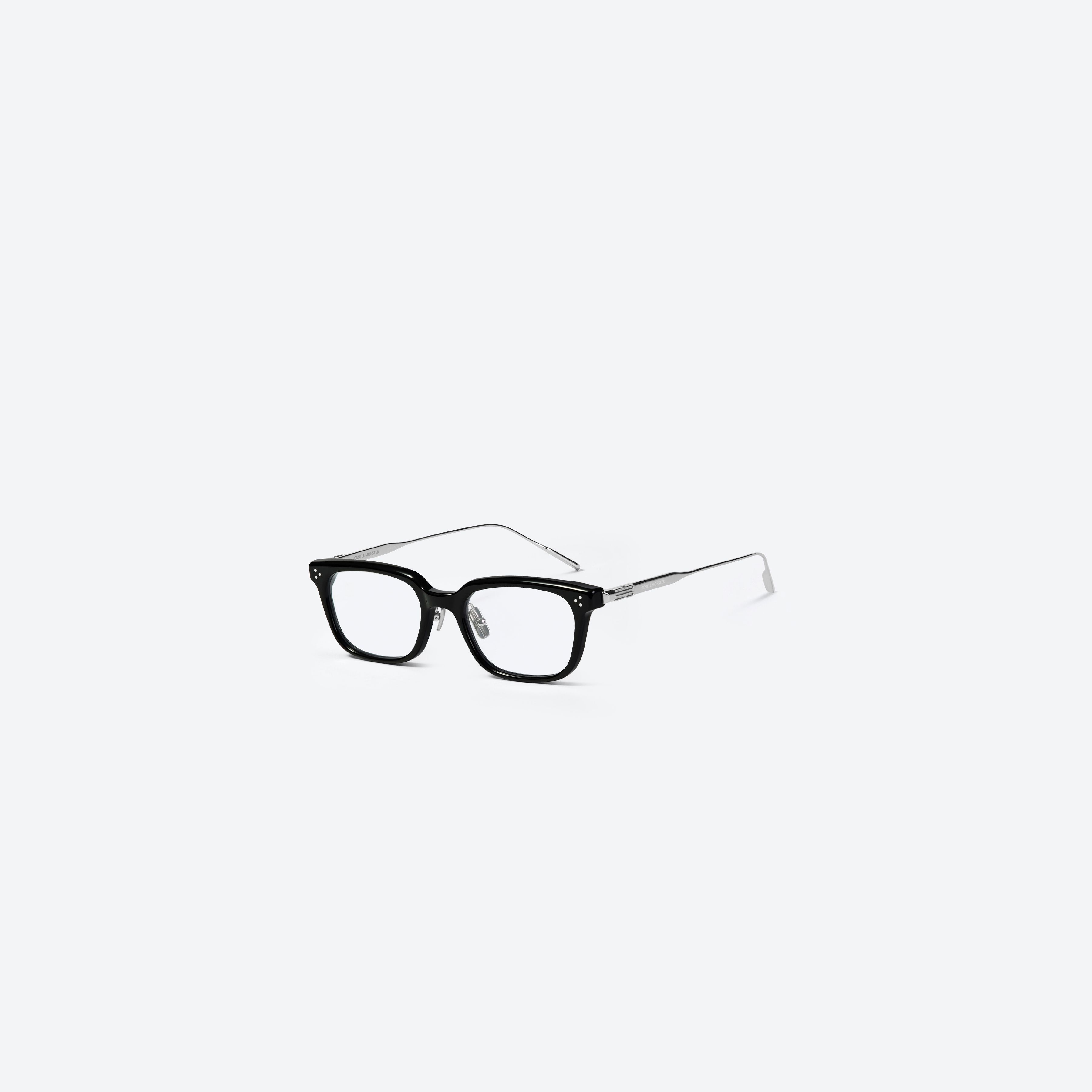 45-degree view of Gentle Monster Haka 01 Black Mixed framed Square glasses.