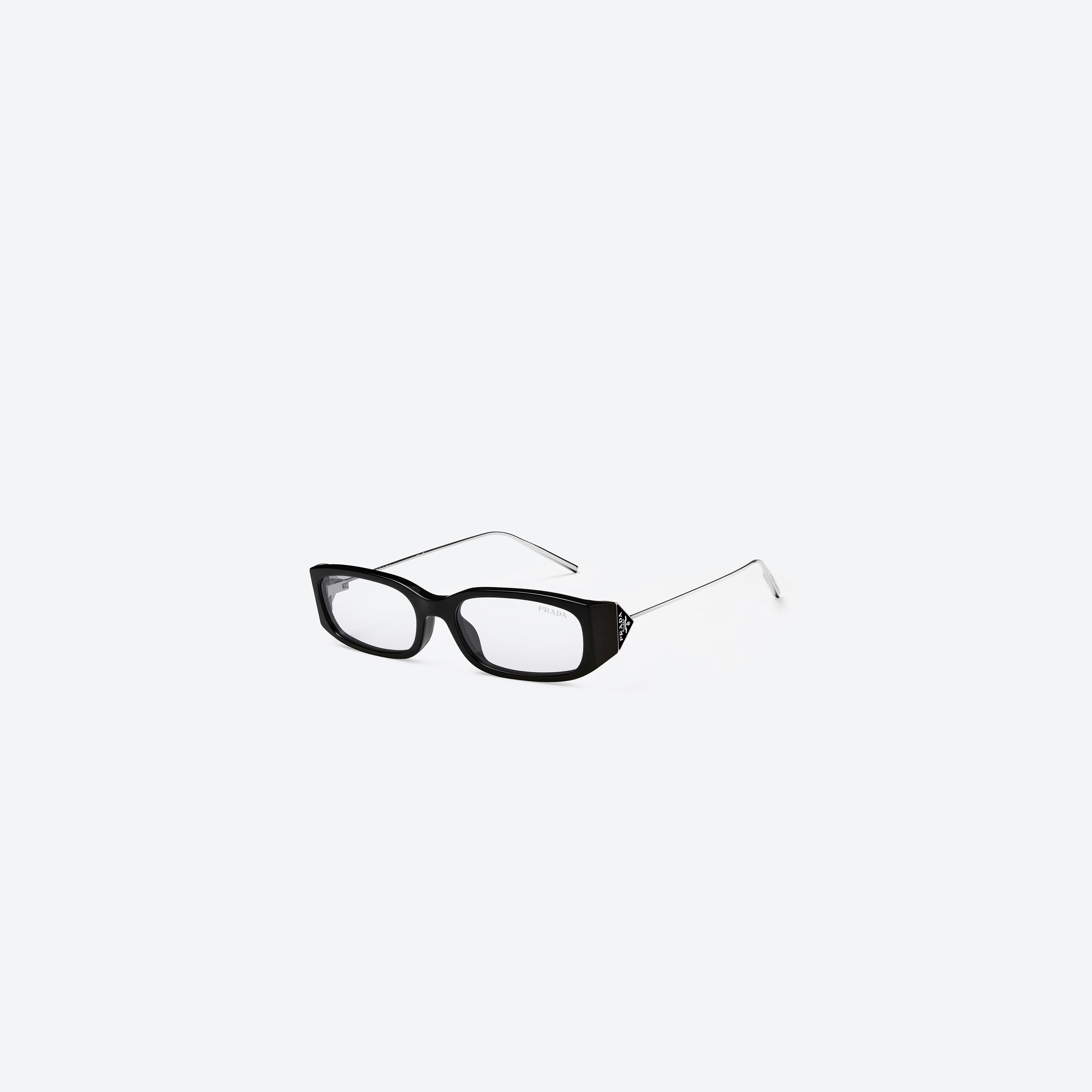 45-degree view of Gentle Monster Prada Gentle Monster 1 01(c) Black Mixed framed Square glasses.