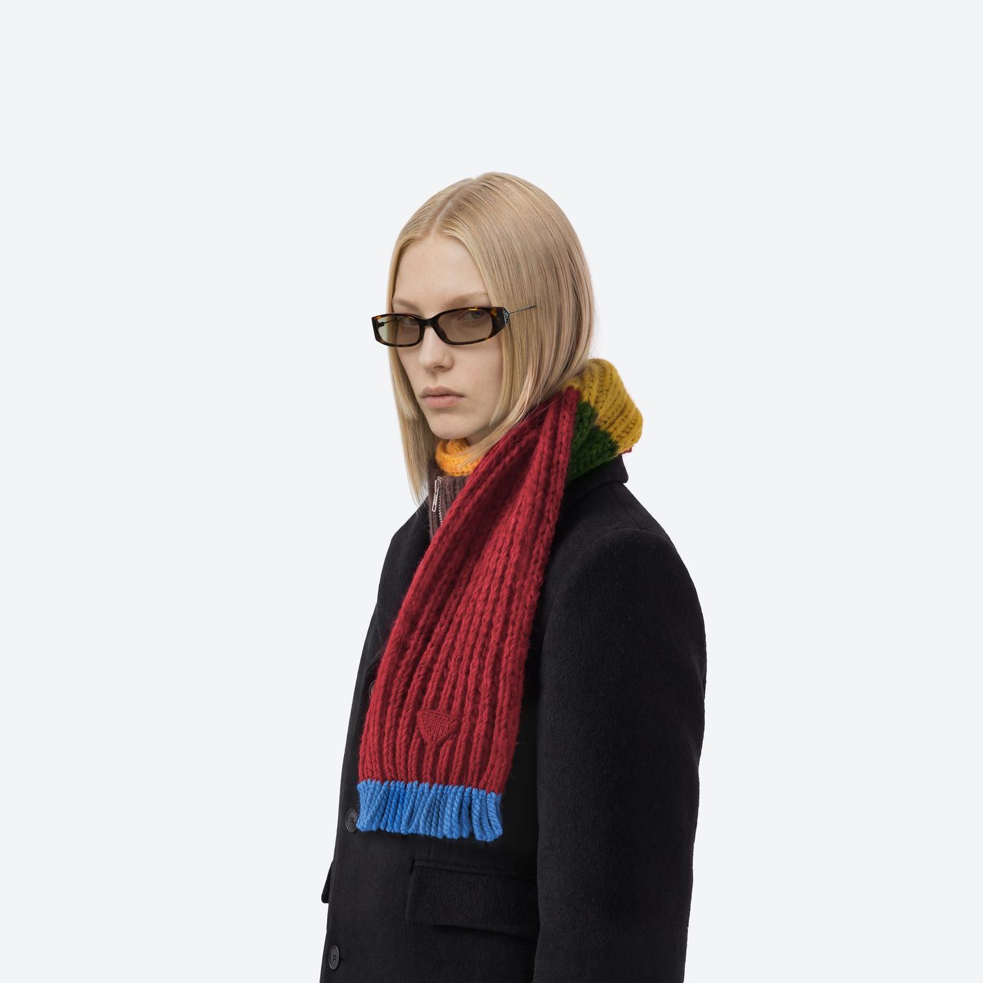 Model wearing the Prada Gentle Monster 1 T9 Tortoise Mixed framed Square sunglasses.