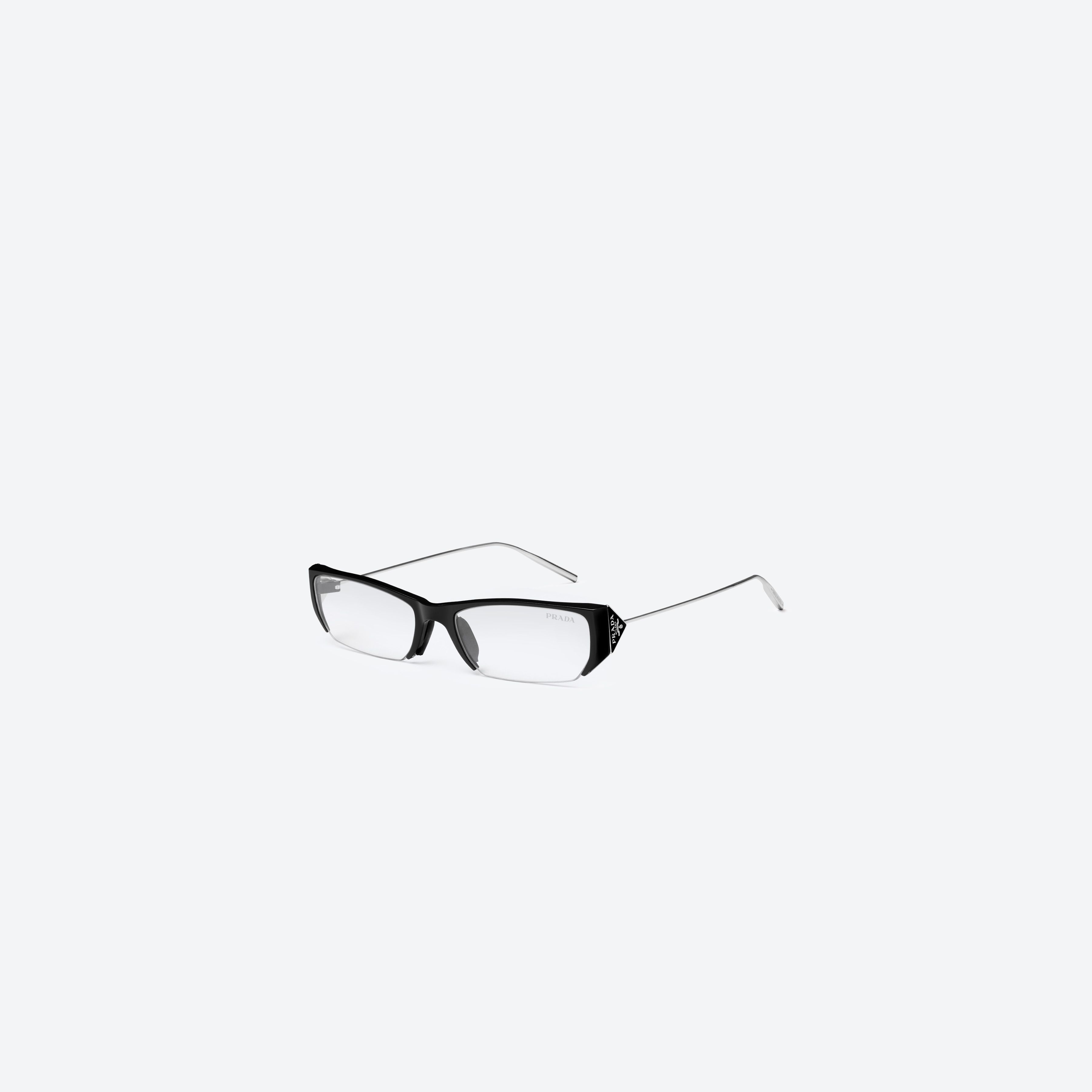 45-degree view of Gentle Monster Prada Gentle Monster 2 M01 Black Metal framed Square glasses.
