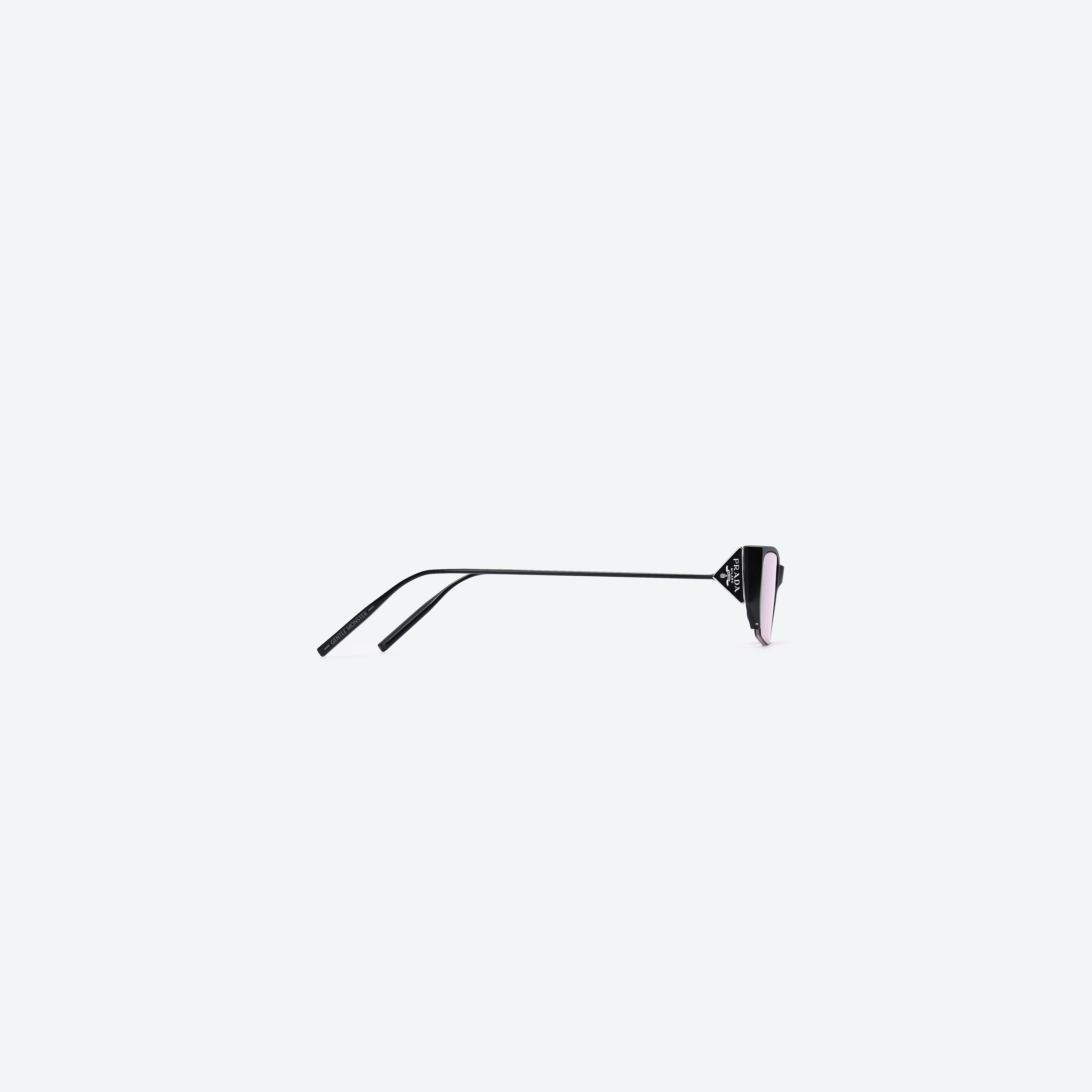 A detailed right view of Gentle Monster Prada Gentle Monster 2 M01(v) Black Metal framed Square sunglasses.