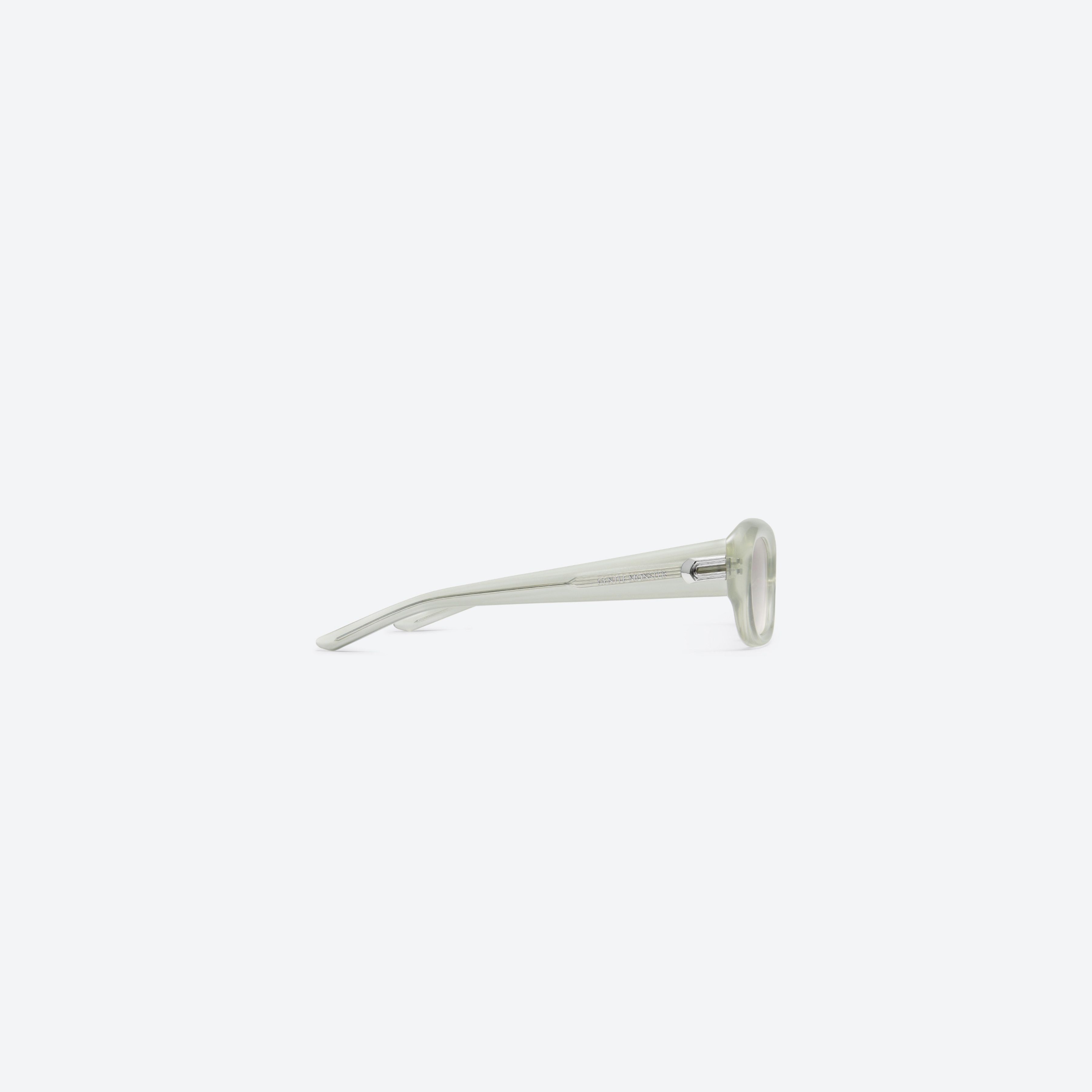 A detailed right view of Gentle Monster Savage GC10 Gray Acetate framed Square sunglasses.