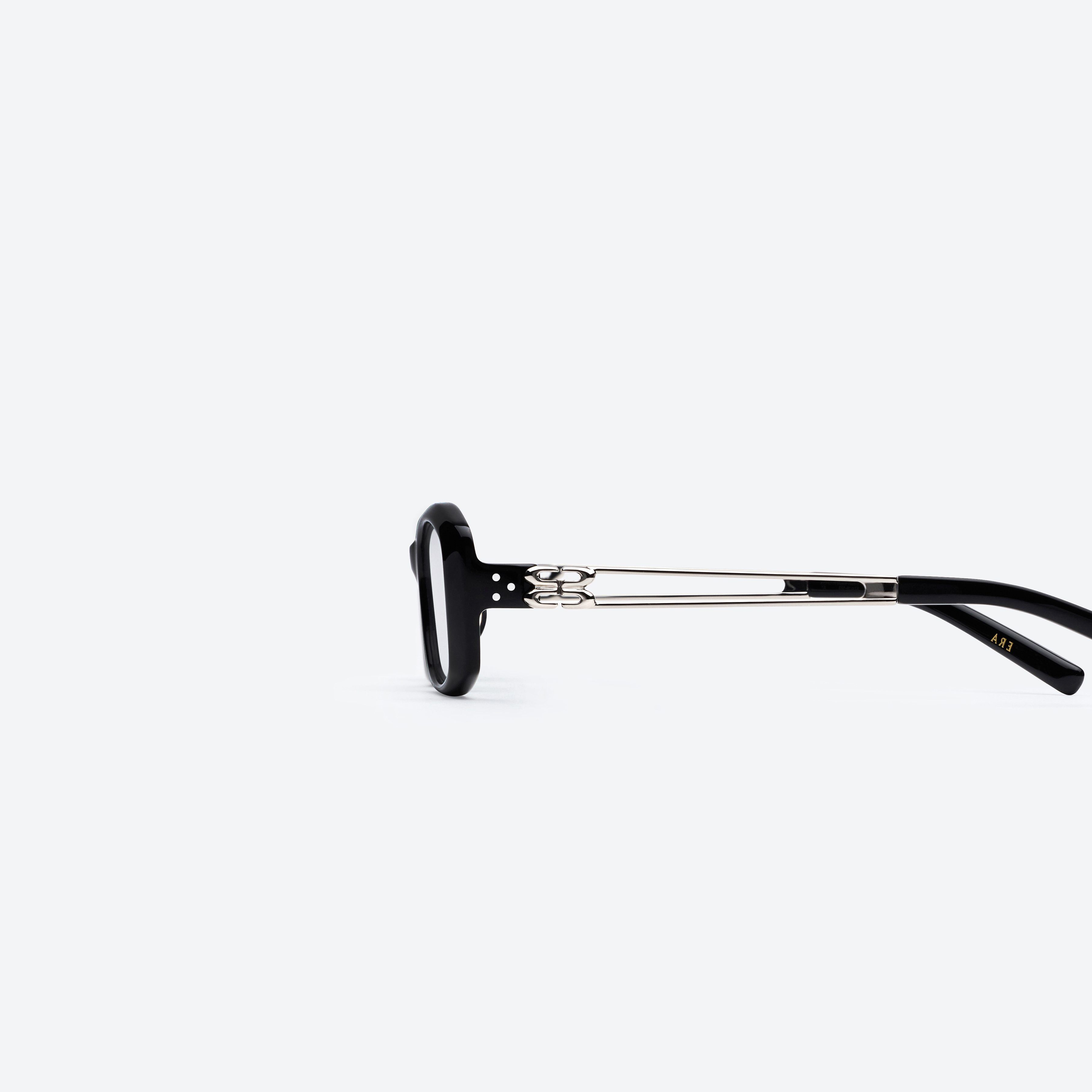 A detailed left view of Gentle Monster Era 01 Black Mixed framed Square glasses.