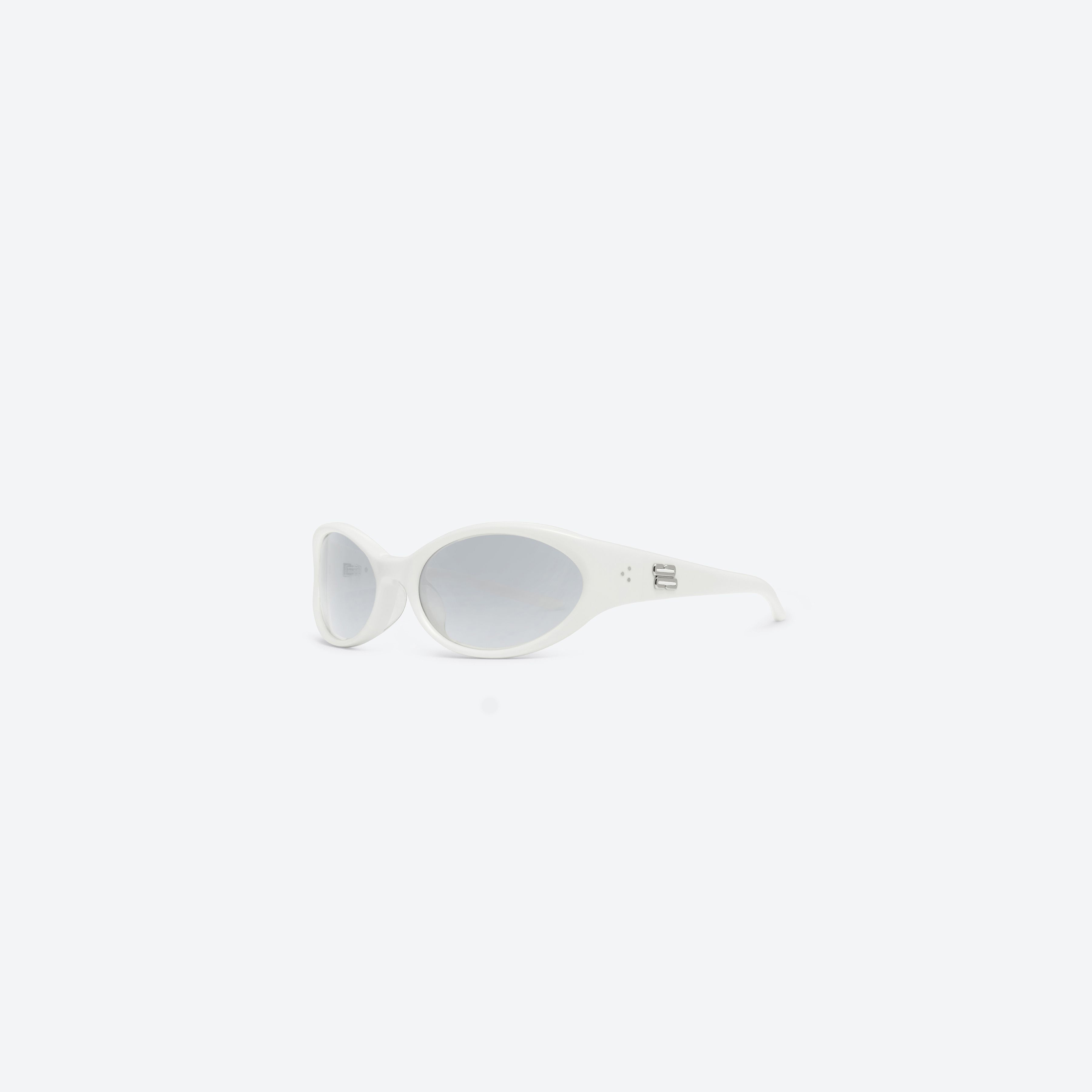 45-degree view of Gentle Monster Sphere W2 White Acetate framed Wraparound sunglasses.