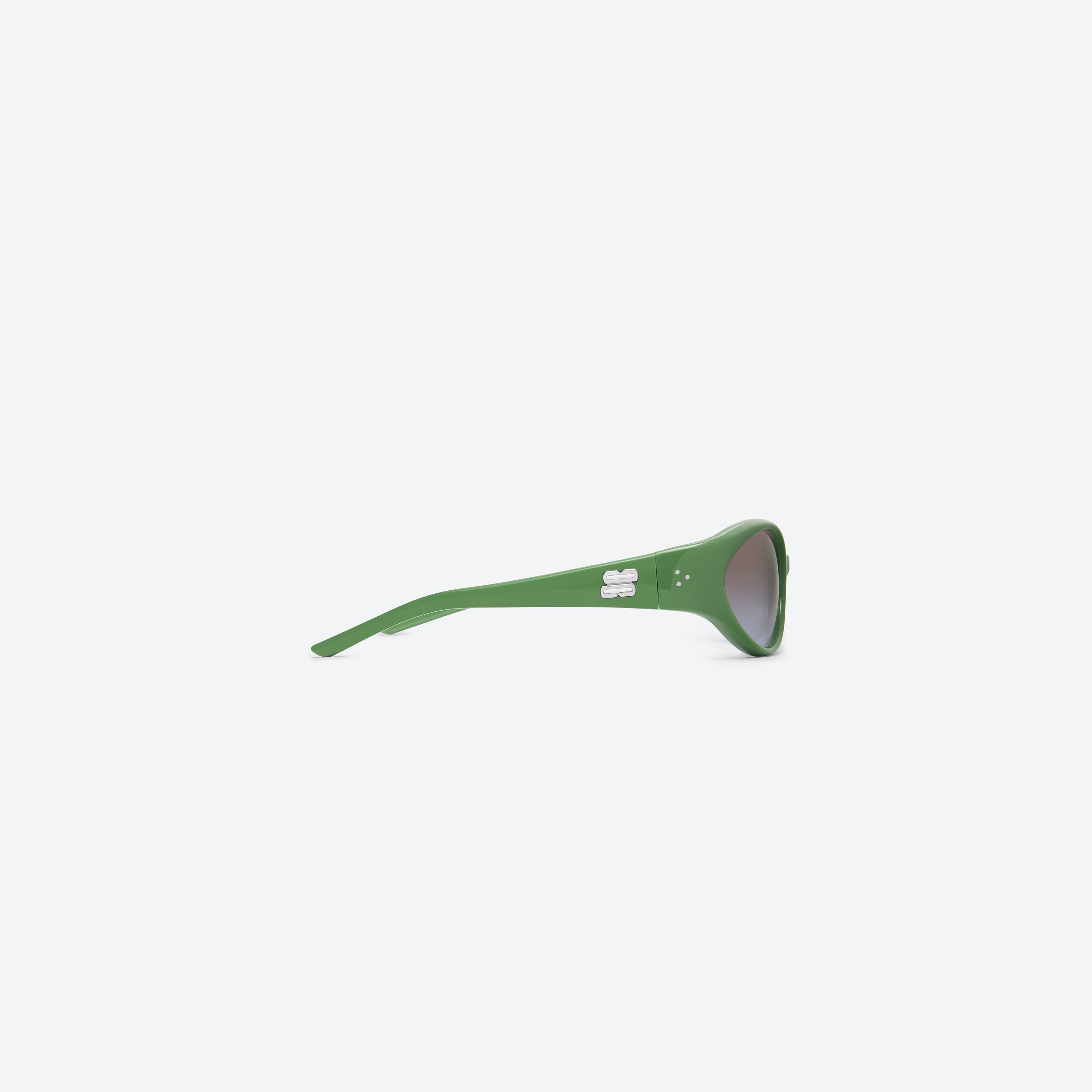 A detailed right view of Gentle Monster Sphere GR7 Green Acetate framed Wraparound sunglasses.