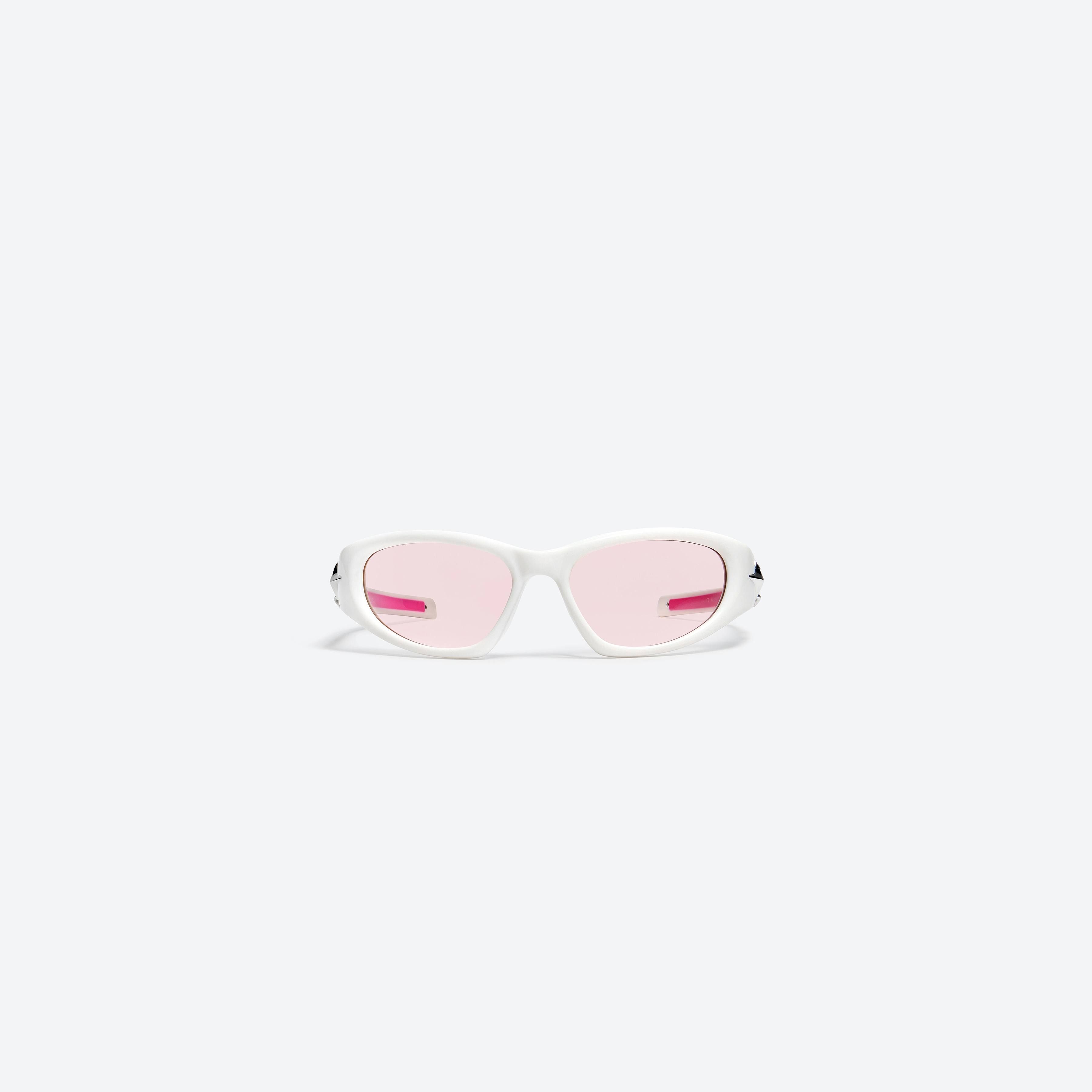 A front view of Gentle Monster Paradoxx W2 White Acetate framed Wraparound glasses.