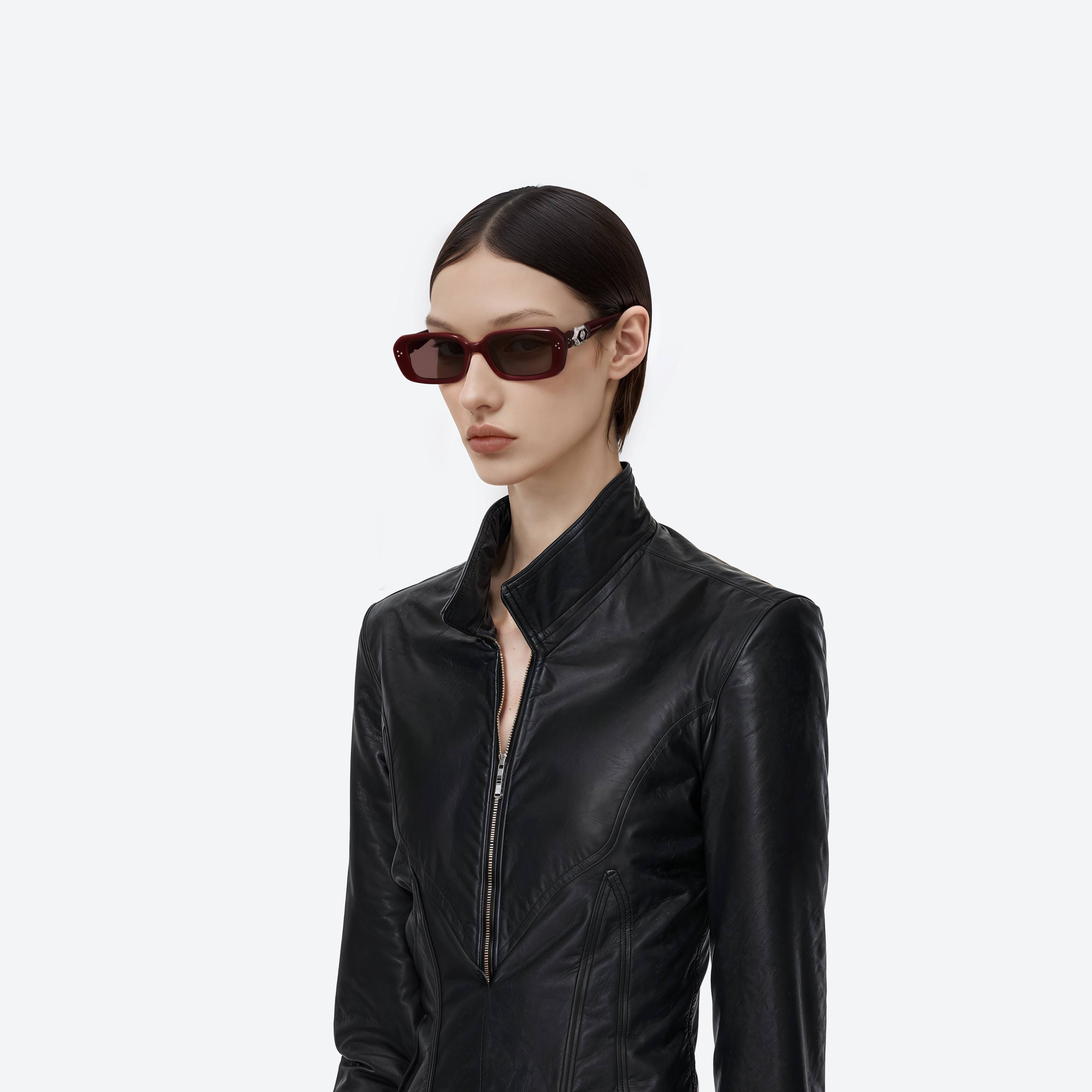 Model wearing the Phantom R8 Red Acetate framed Square sunglasses.
