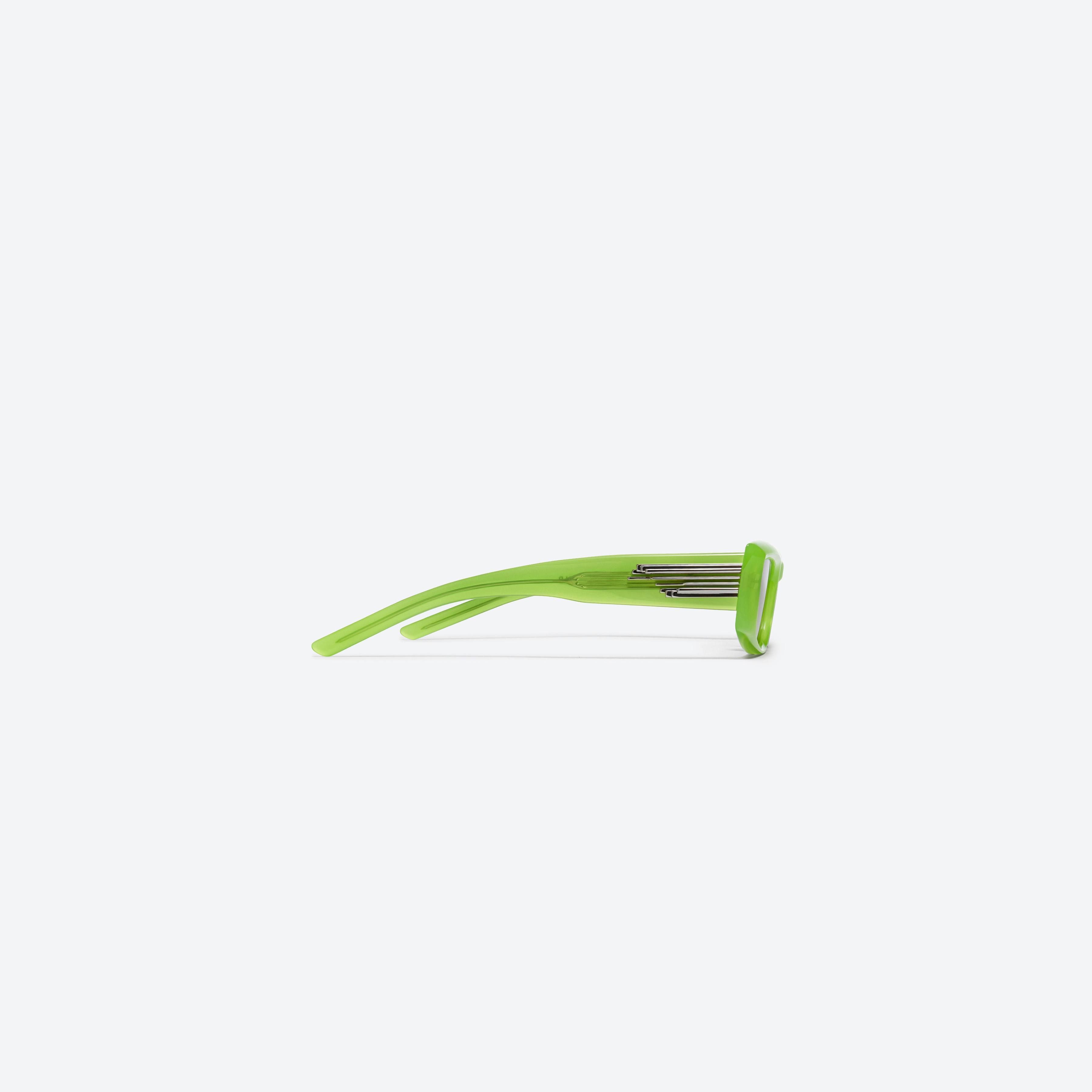 A detailed right view of Gentle Monster Silver Clouds GRC3 Green Acetate framed Square sunglasses.