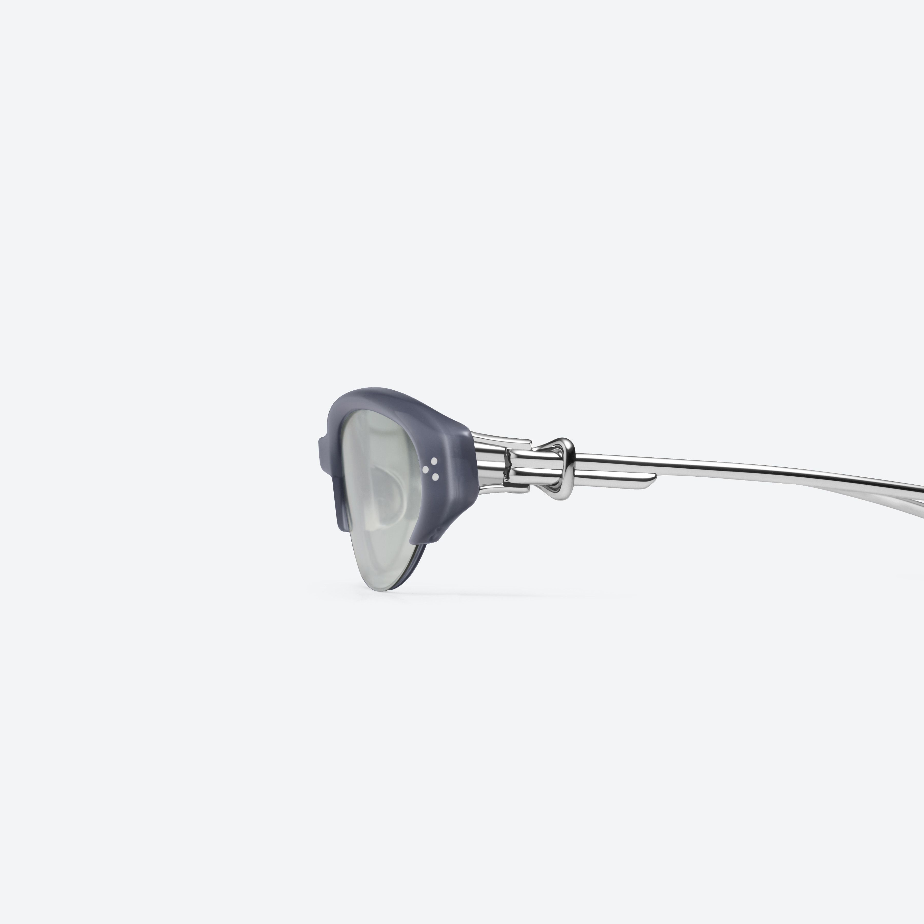 A detailed left view of Gentle Monster Tweed G13 Gray Mixed framed Cat-eye sunglasses.