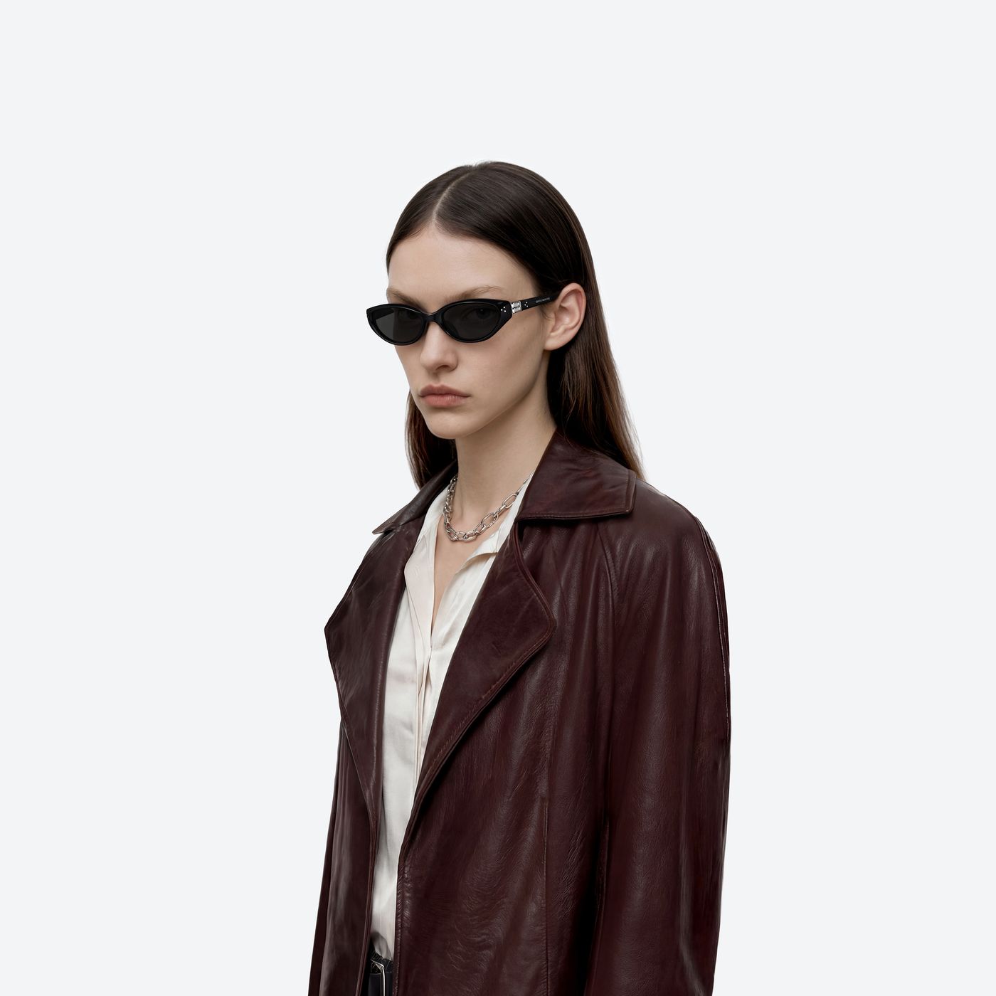 Model wearing the Vanilla 01 Black Acetate framed Cat-eye sunglasses.