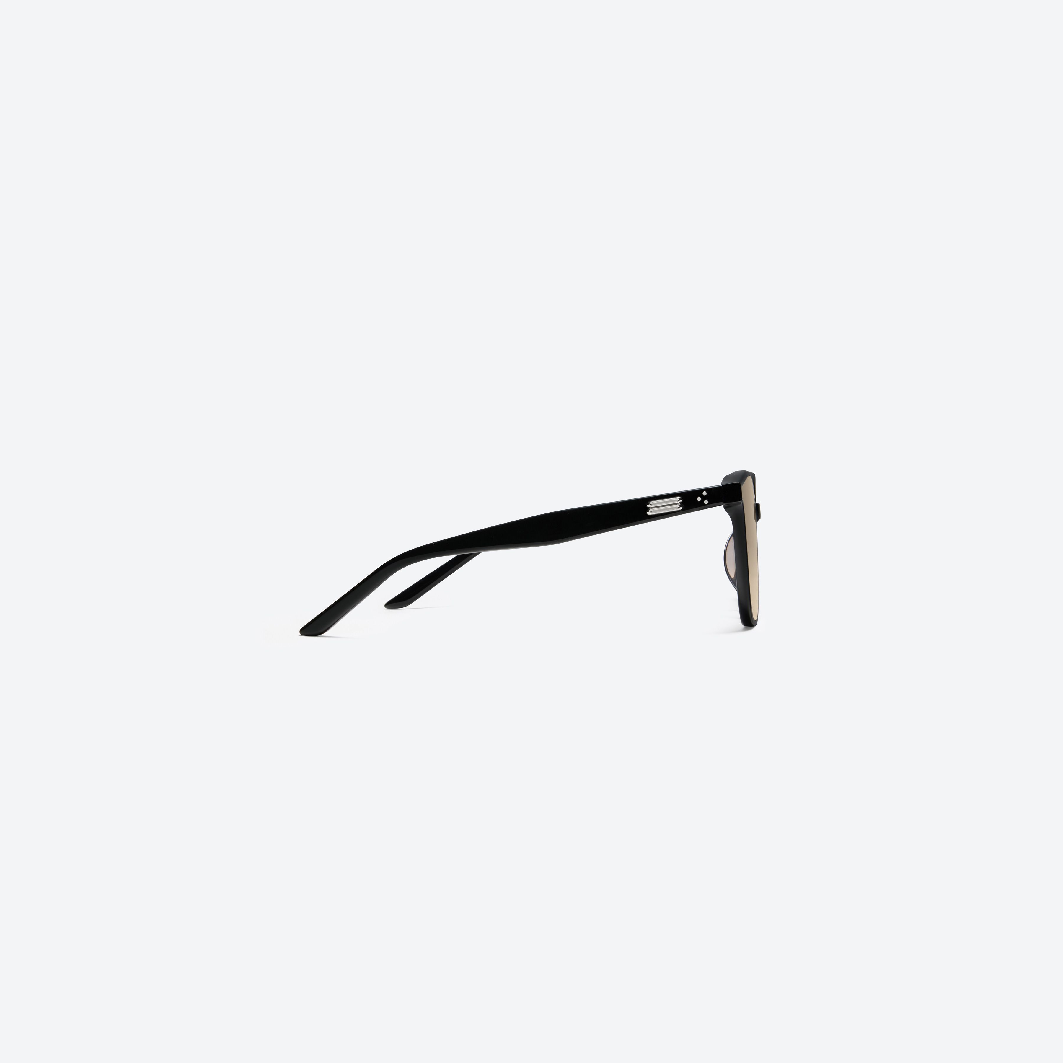 A detailed right view of Gentle Monster Alma 01(BR) Black Acetate framed Square sunglasses.