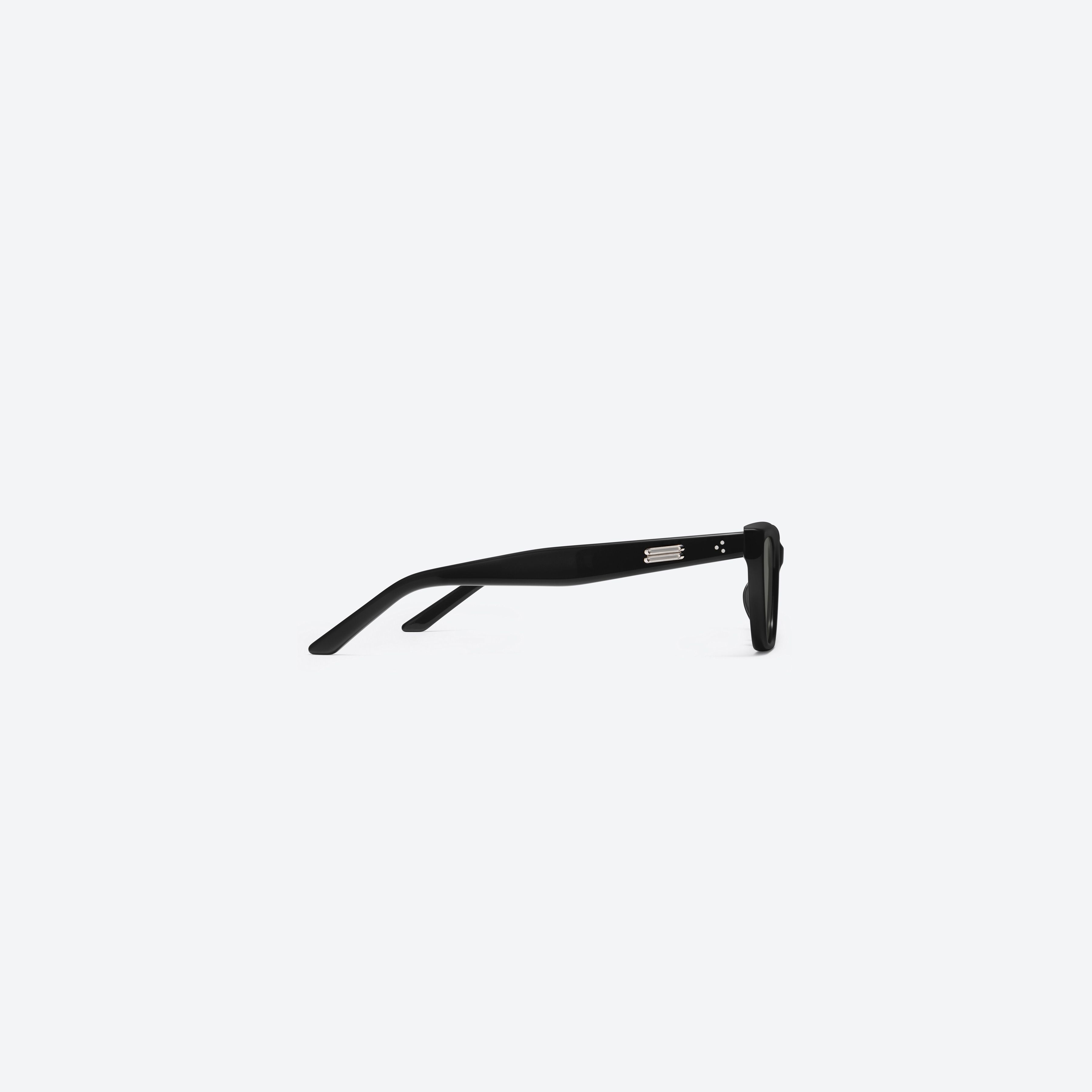 A detailed right view of Gentle Monster Sage 01 Black Acetate framed Cat-eye sunglasses.