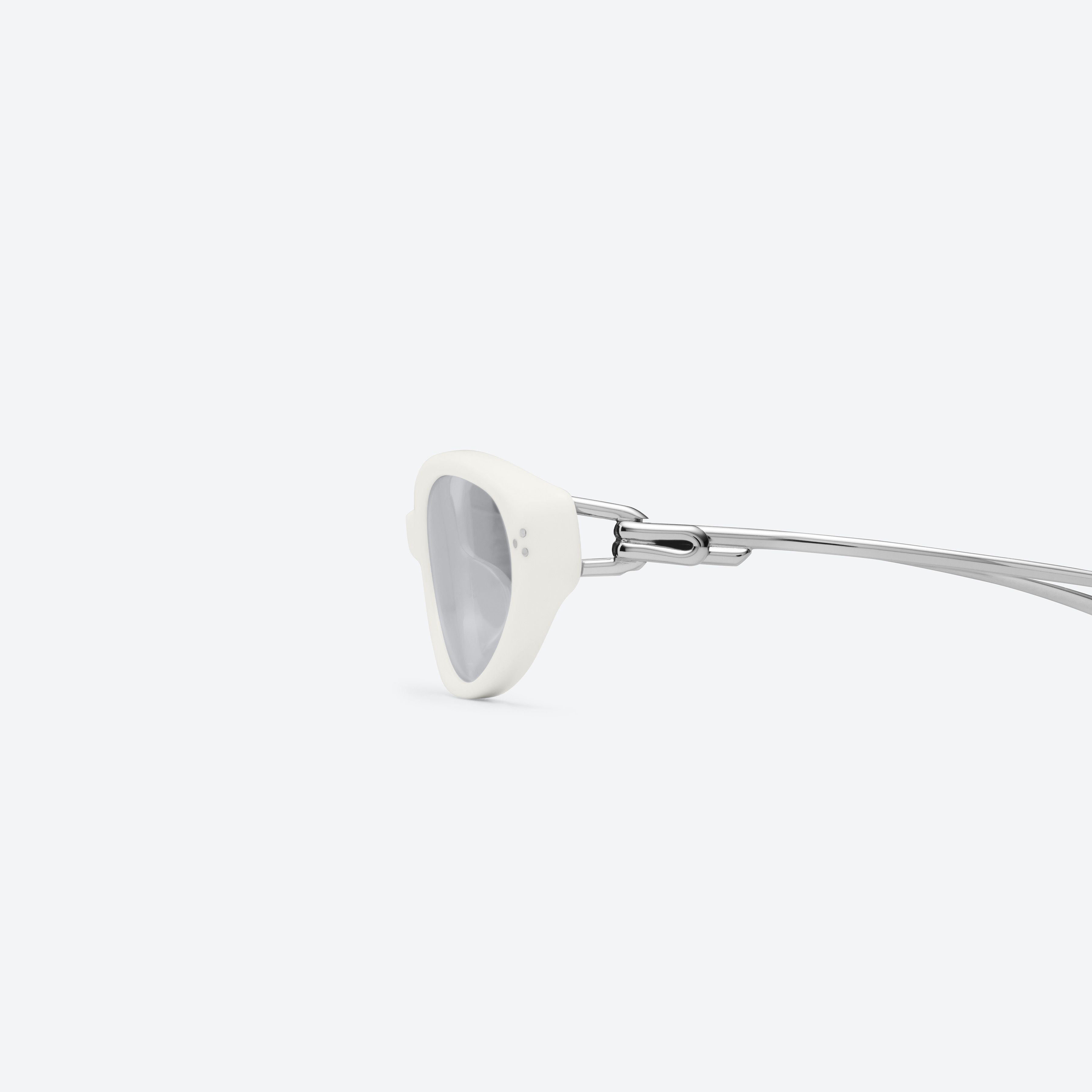 A detailed left view of Gentle Monster Crepe W2 White Mixed framed Cat-eye sunglasses.