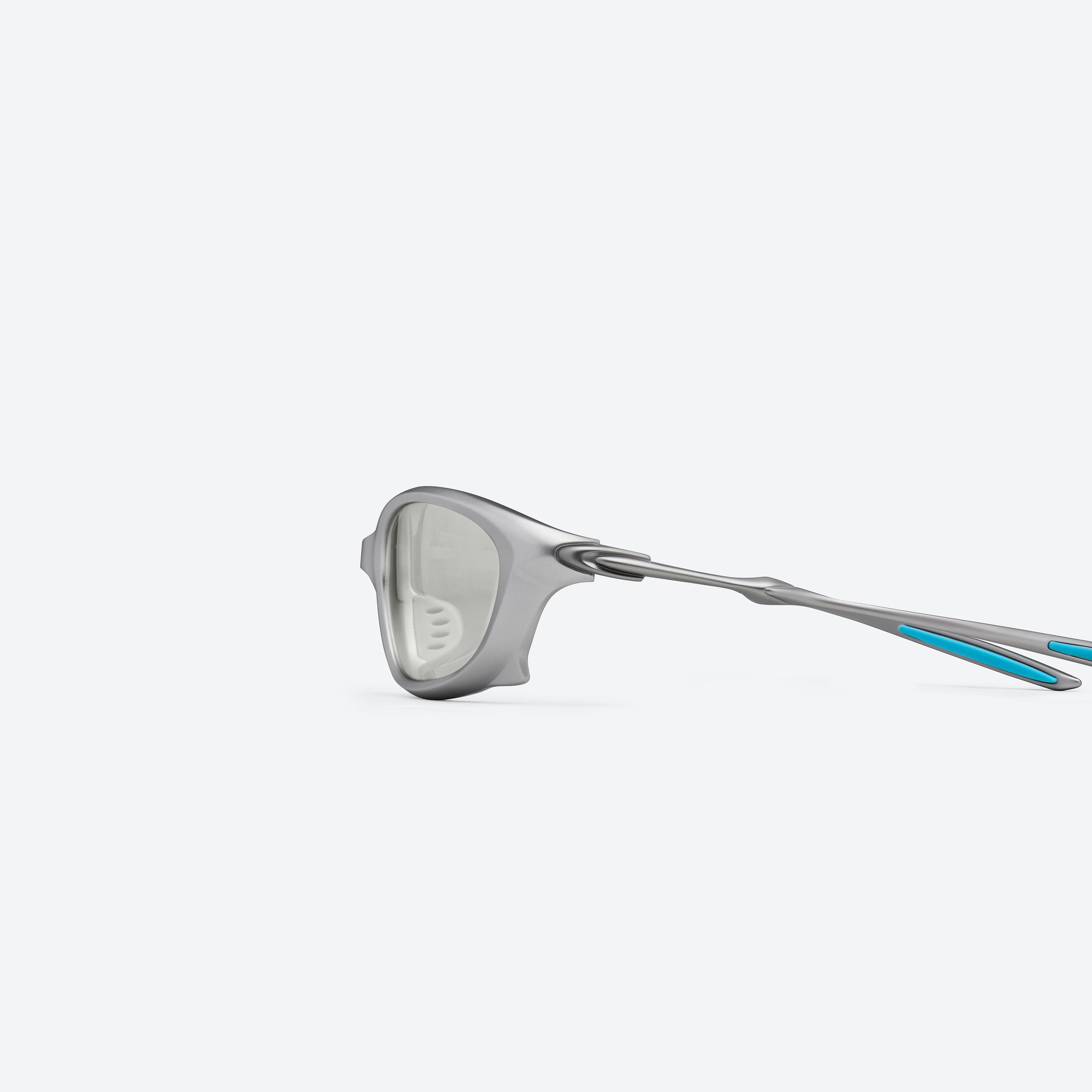 A detailed left view of Gentle Monster Turbo MG21 Gray Mixed framed Wraparound sunglasses.