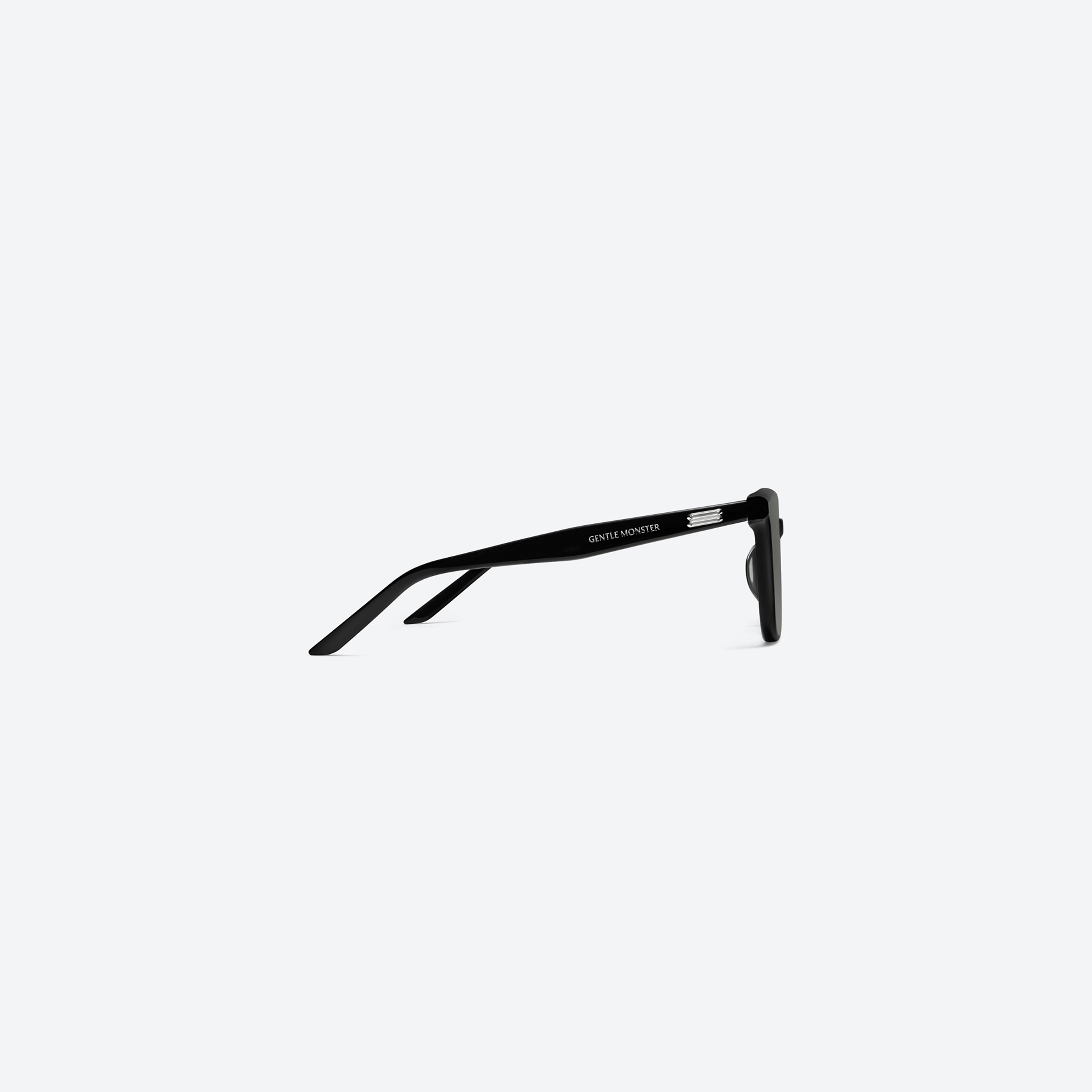 A detailed right view of Gentle Monster Lo Lou 01 Black Acetate framed Square sunglasses.