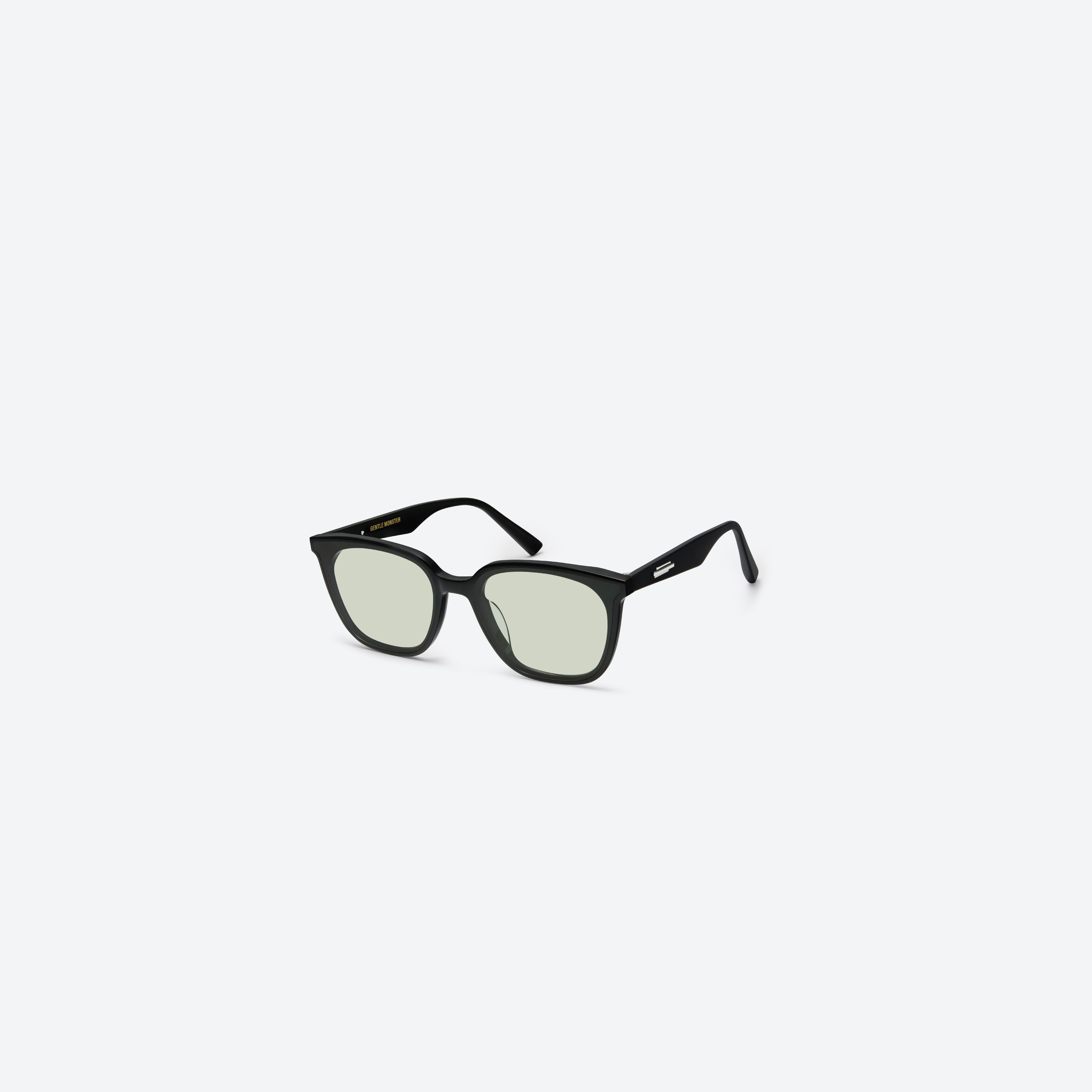 45-degree view of Gentle Monster Lilit 01(K) Black Acetate framed Square sunglasses.