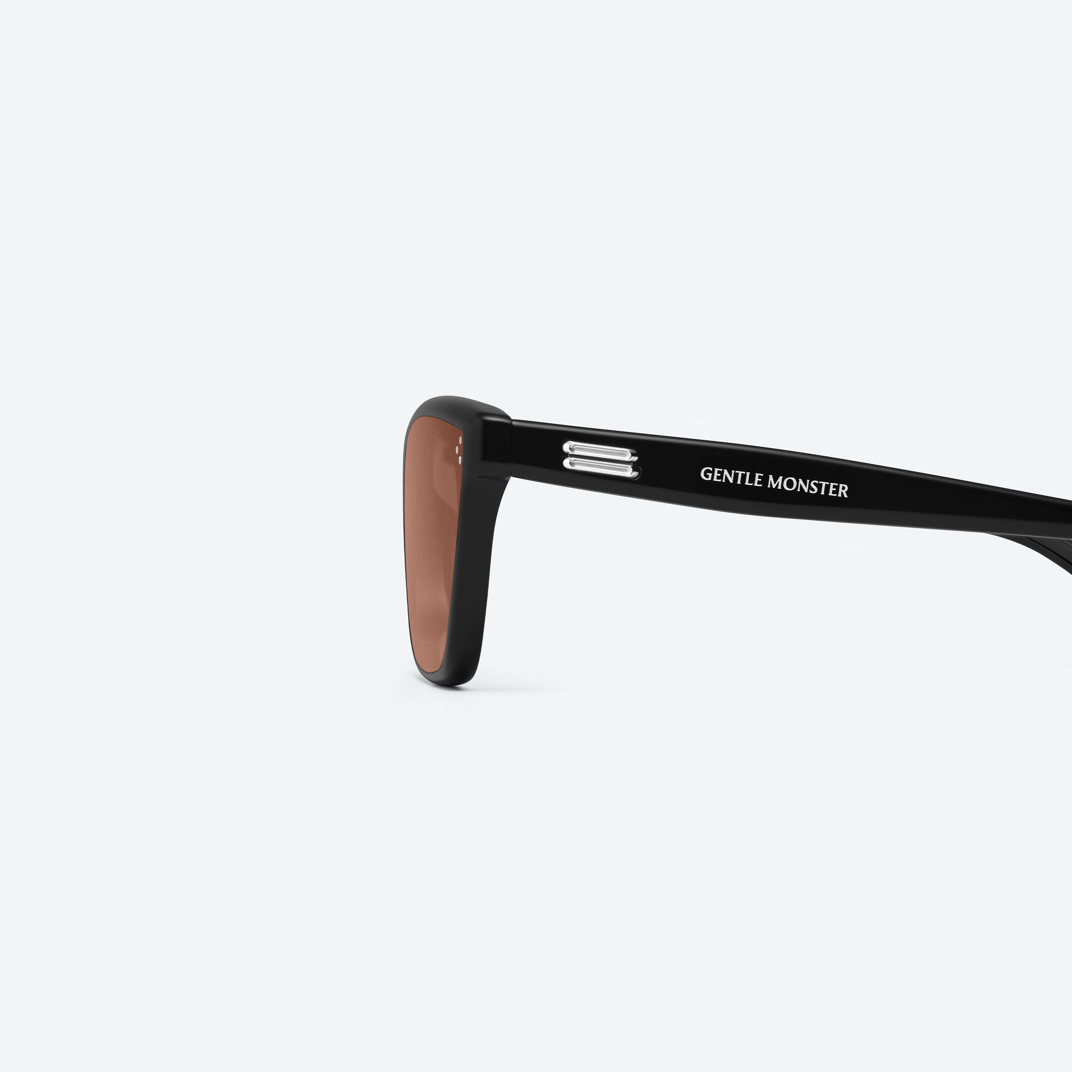 A detailed left view of Gentle Monster Dodo 01(RM) Black Acetate framed Cat-eye sunglasses.
