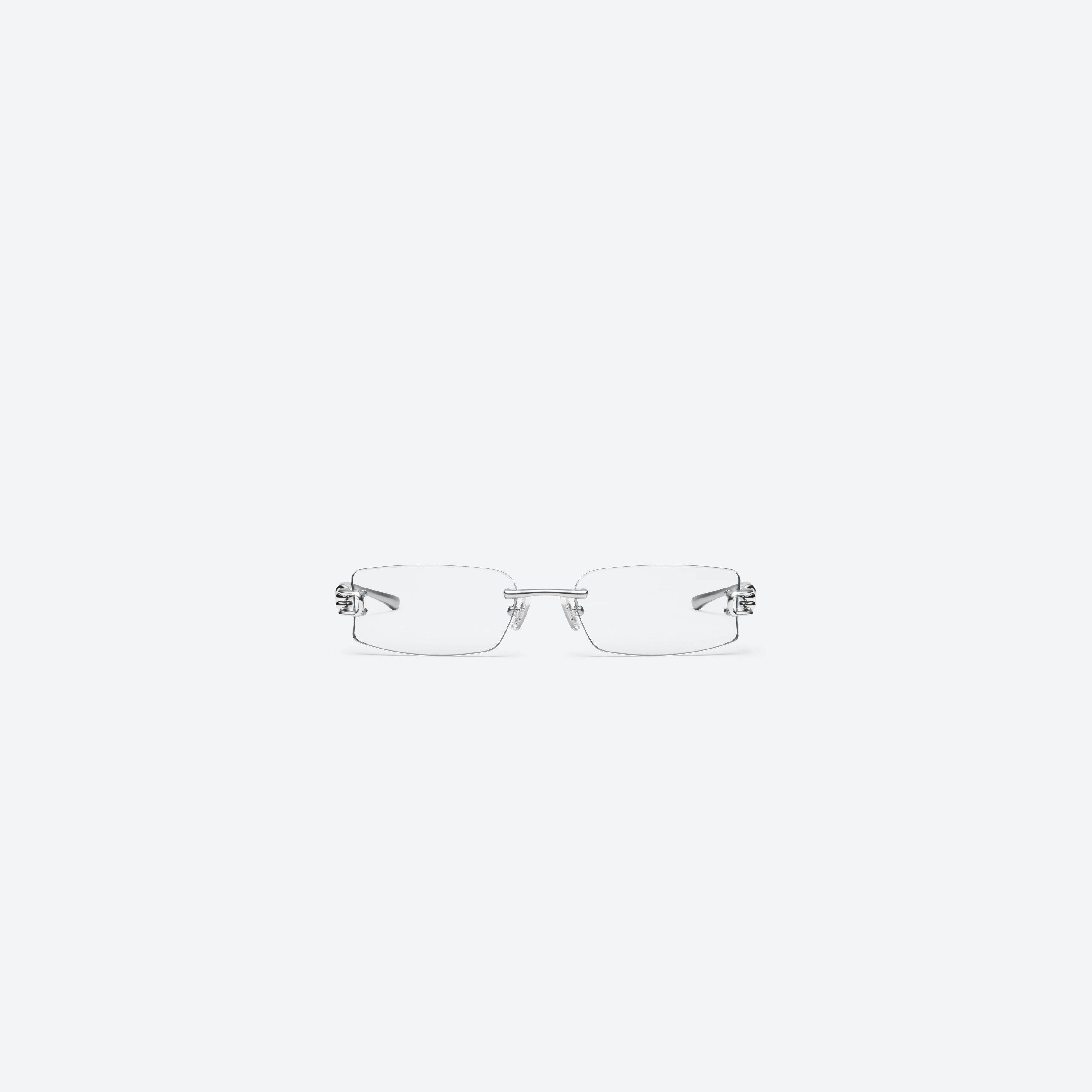 A front view of Gentle Monster Gamot 02 Silver Metal framed Square glasses.