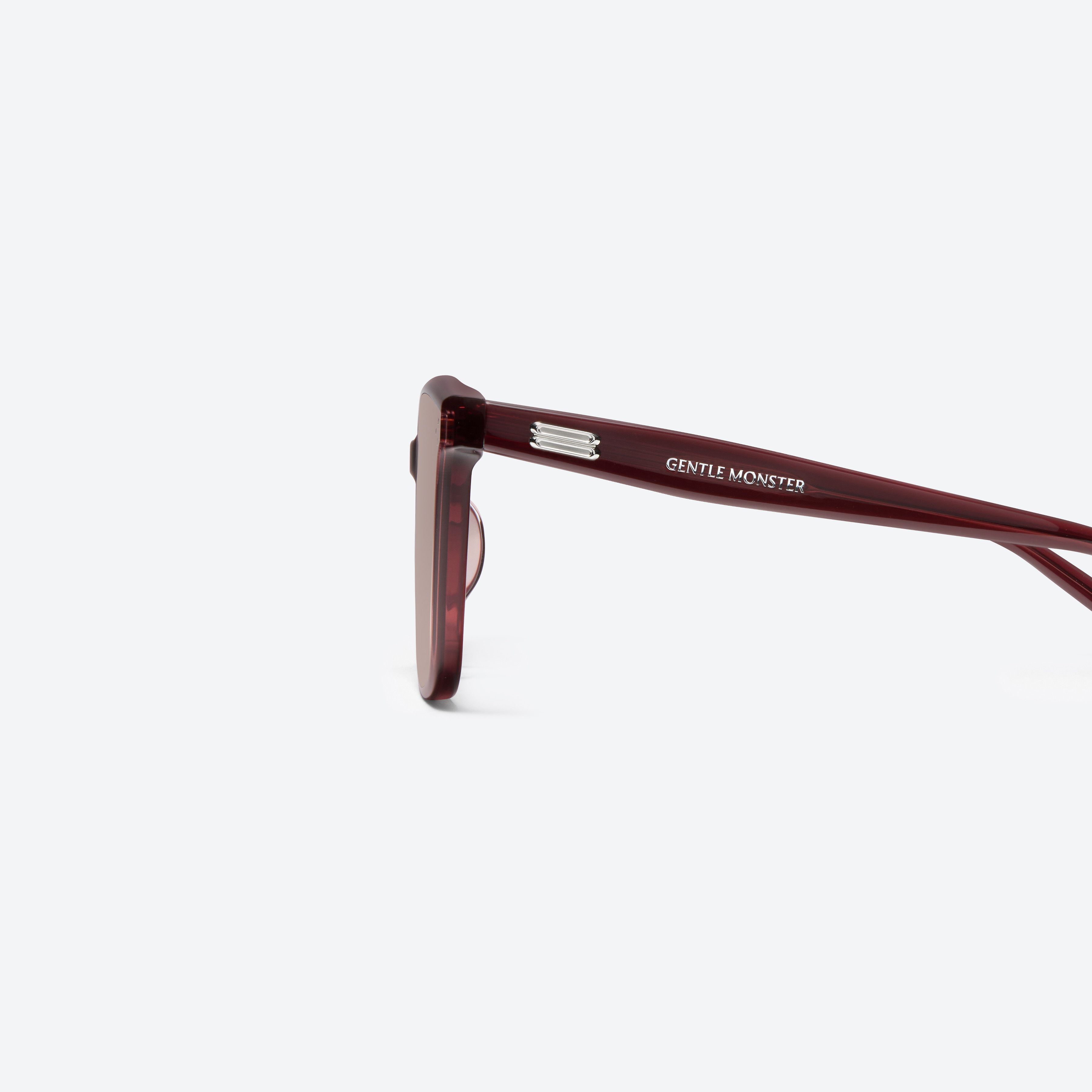A detailed left view of Gentle Monster Gent BRC19 Brown Acetate framed Square sunglasses.