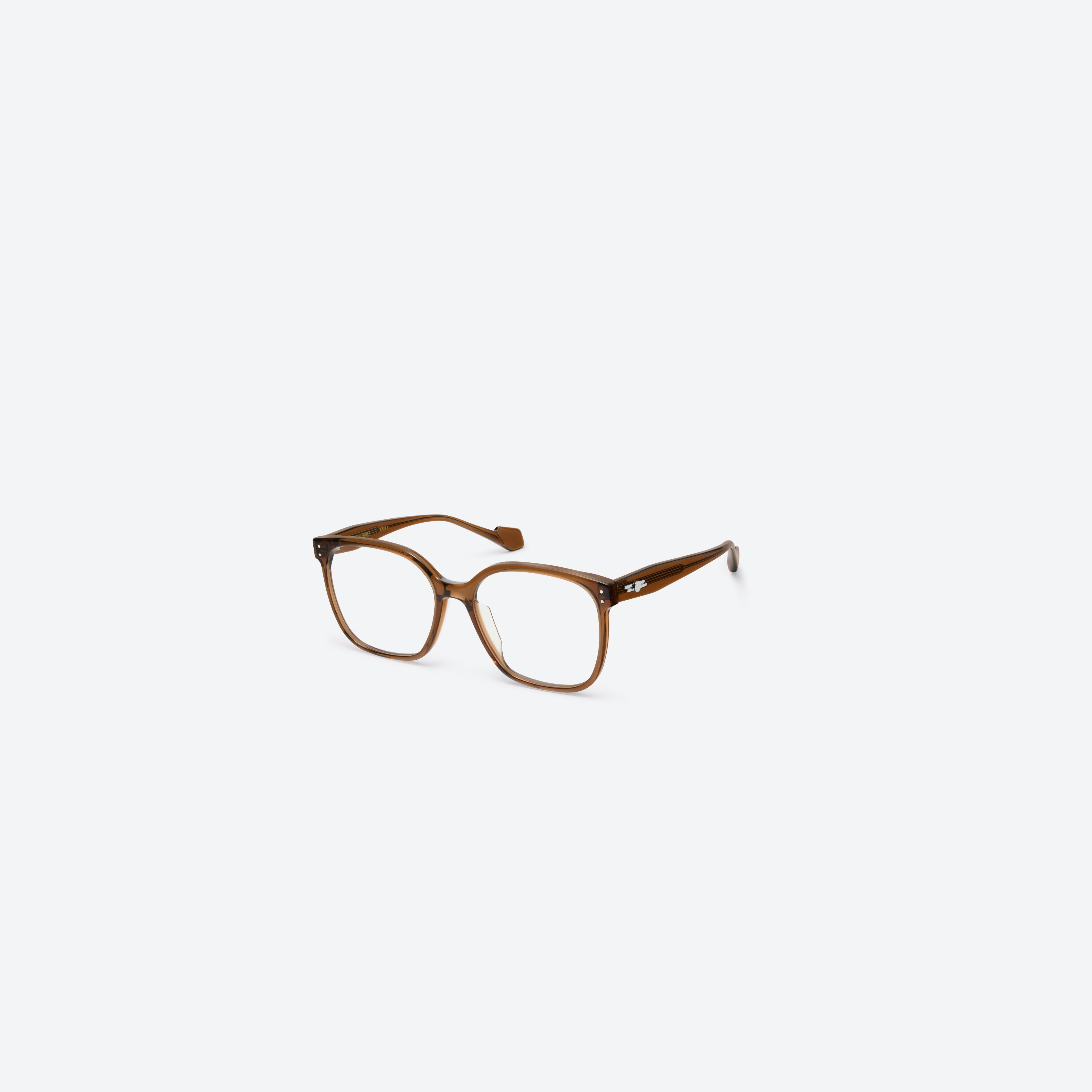 45-degree view of Gentle Monster Ata BRC3 Brown Acetate framed Square glasses.
