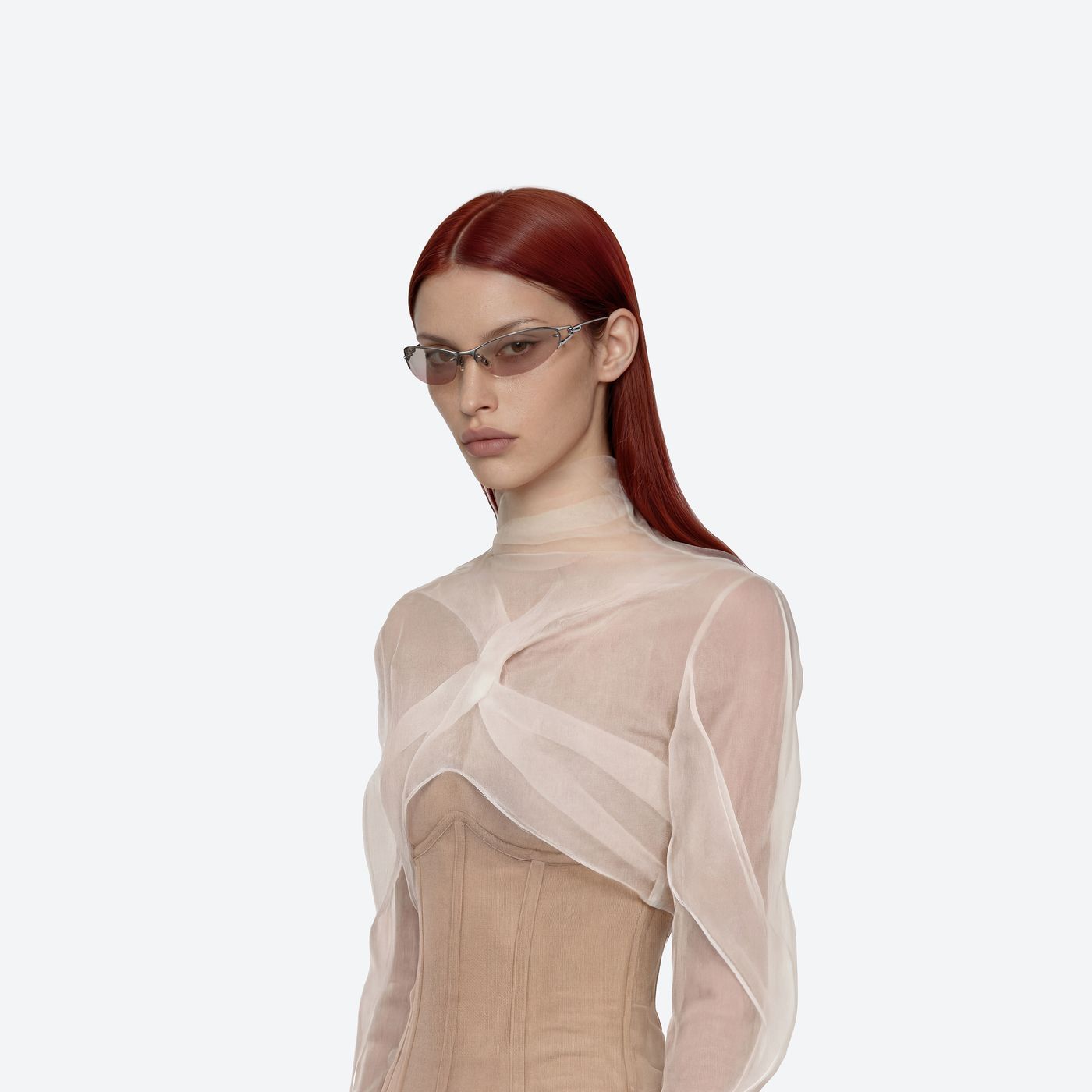 Model wearing the Futura 02 Silver Metal framed Wraparound sunglasses.