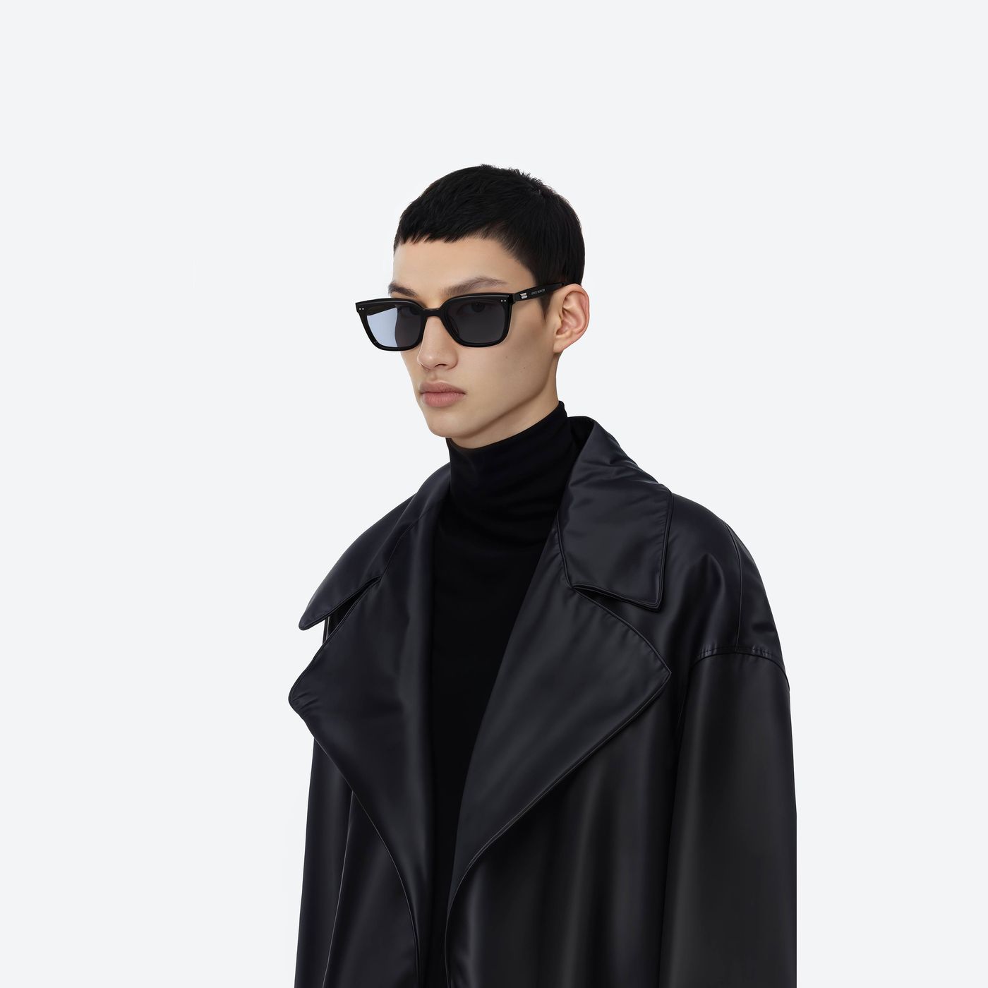 Model wearing the Breezebe 01(BL) Black Acetate framed Square sunglasses.