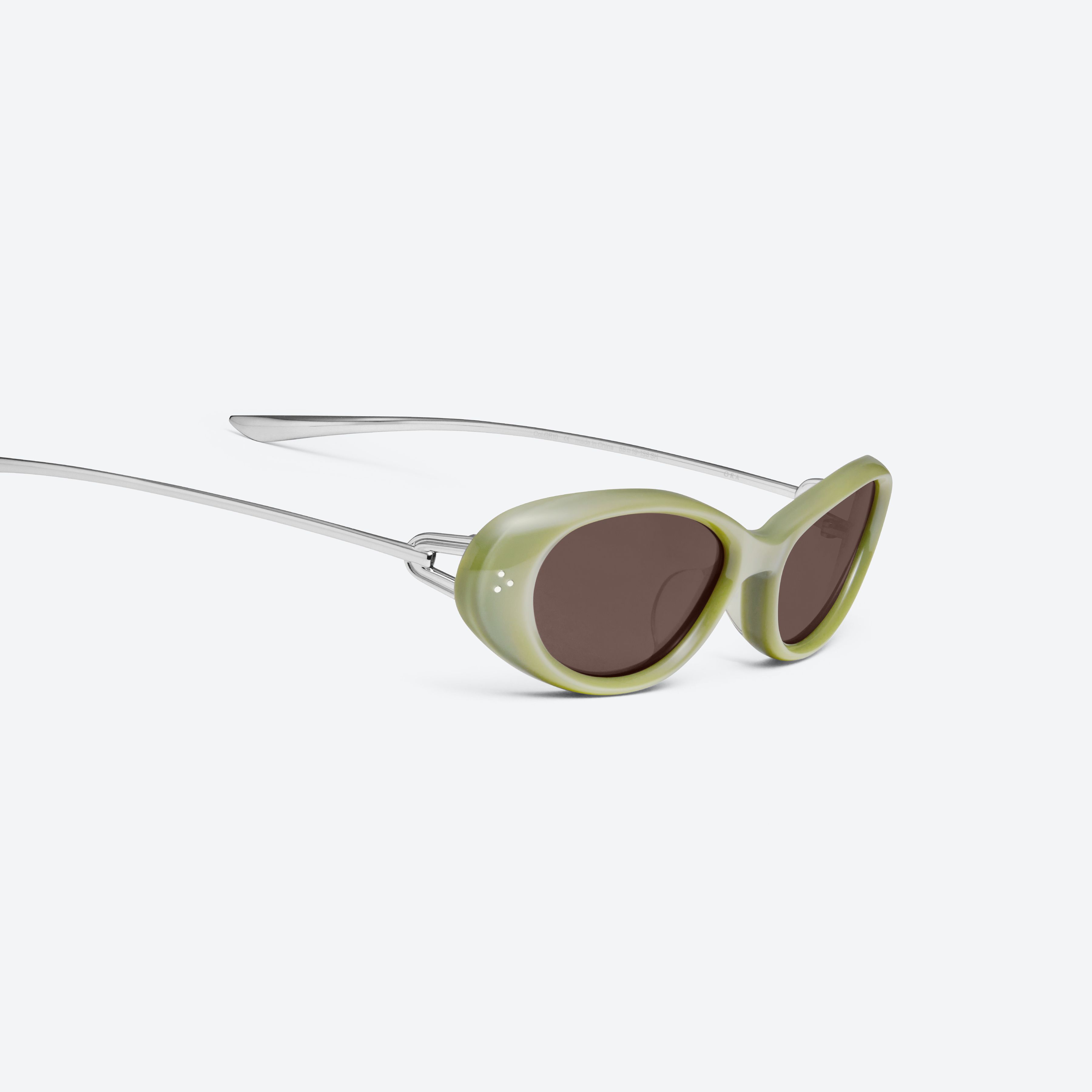 45-degree detailed view of Gentle Monster Ora GR10 Green Mixed framed Oval sunglasses.