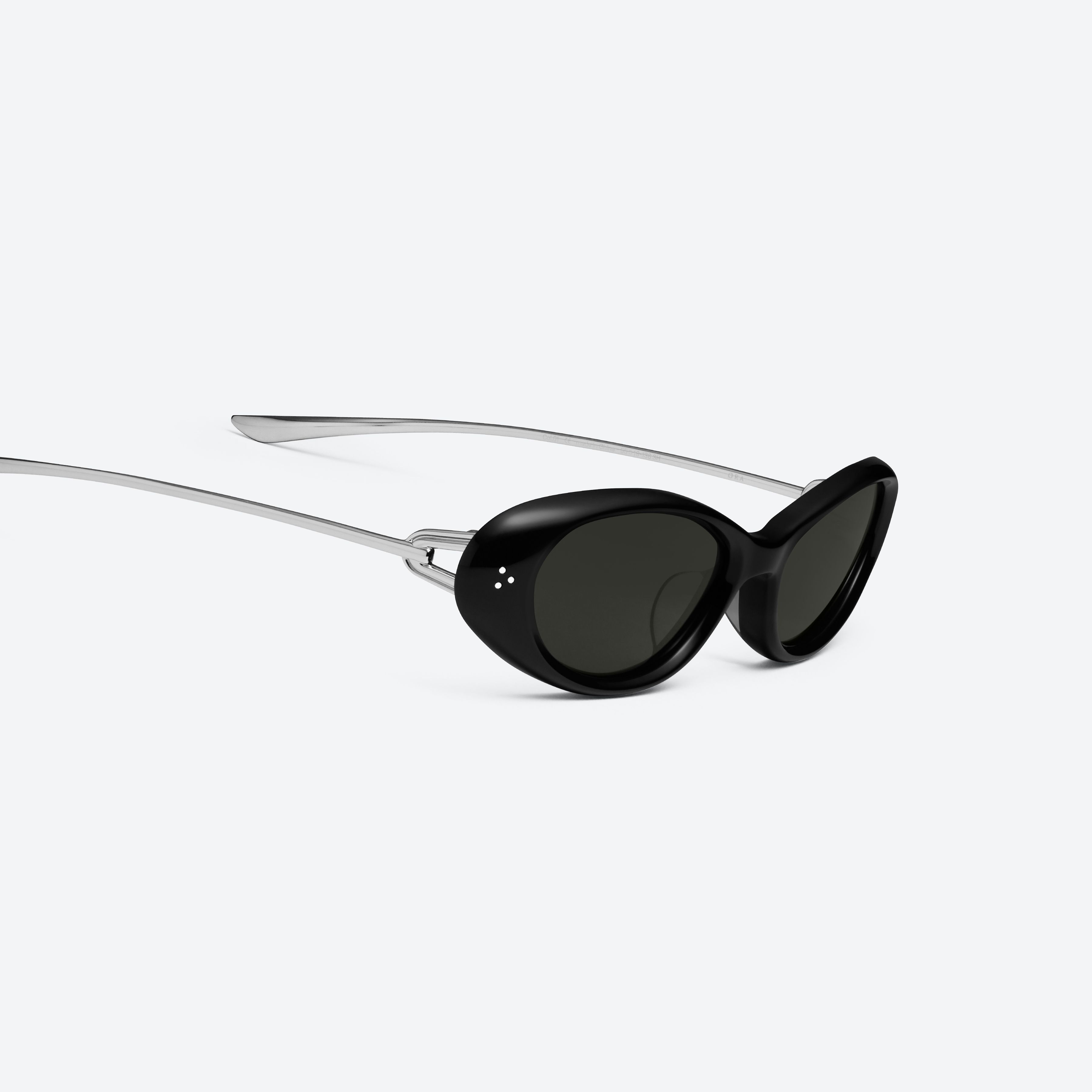 45-degree detailed view of Gentle Monster Ora 01 Black Mixed framed Oval sunglasses.