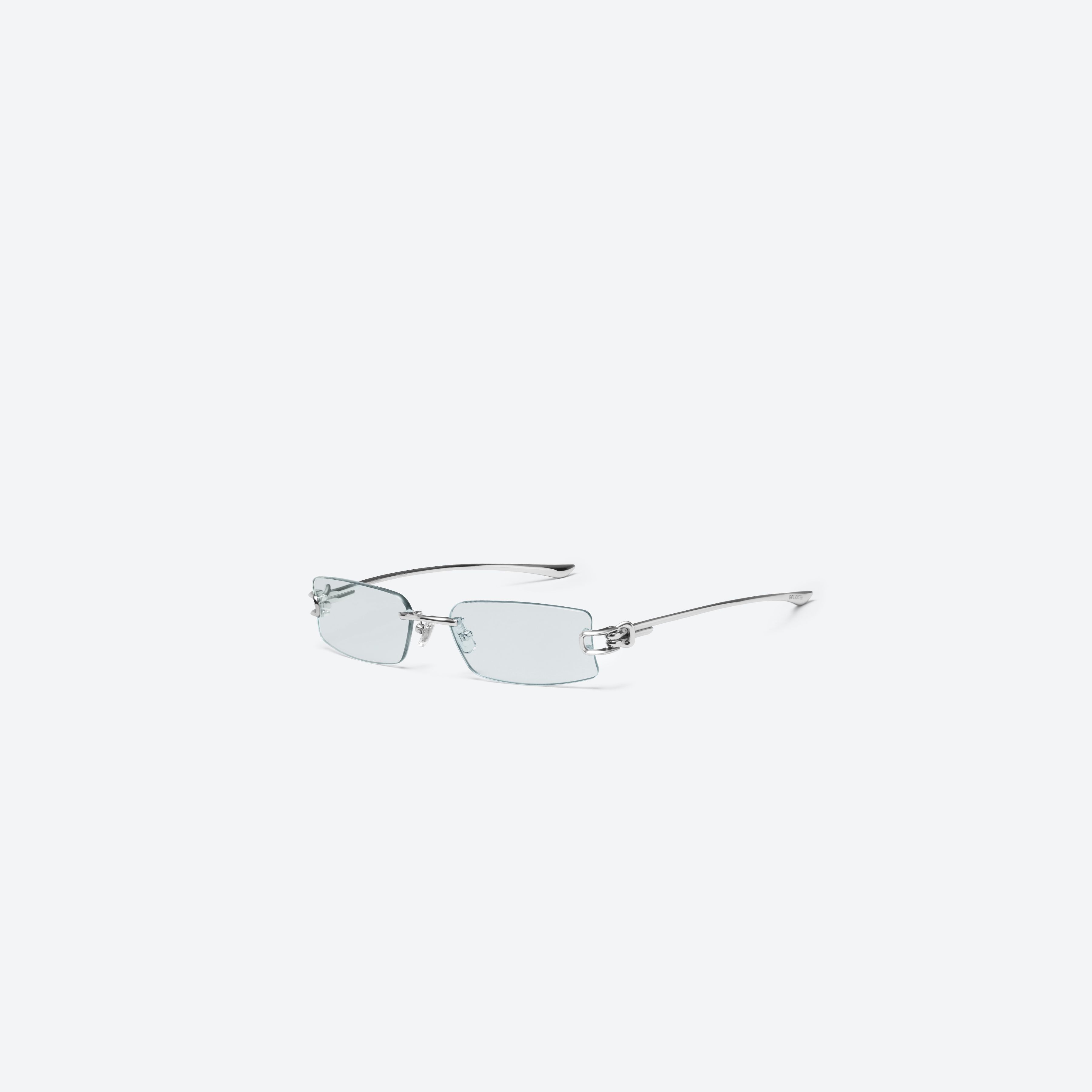 45-degree view of Gentle Monster Gamot 02(GR) Silver Metal framed Square sunglasses.