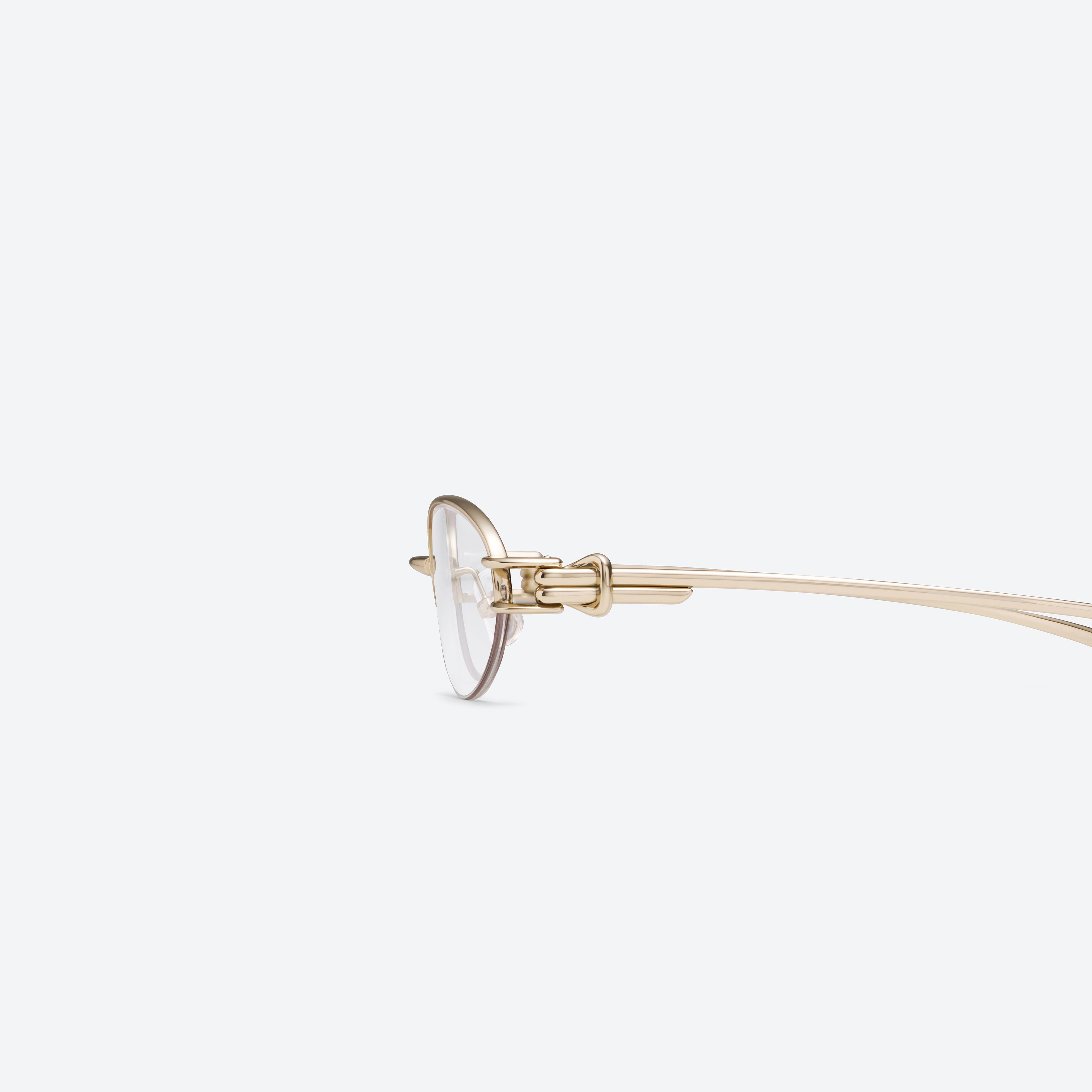 A detailed left view of Gentle Monster Origami 031 Gold Metal framed Oval glasses.
