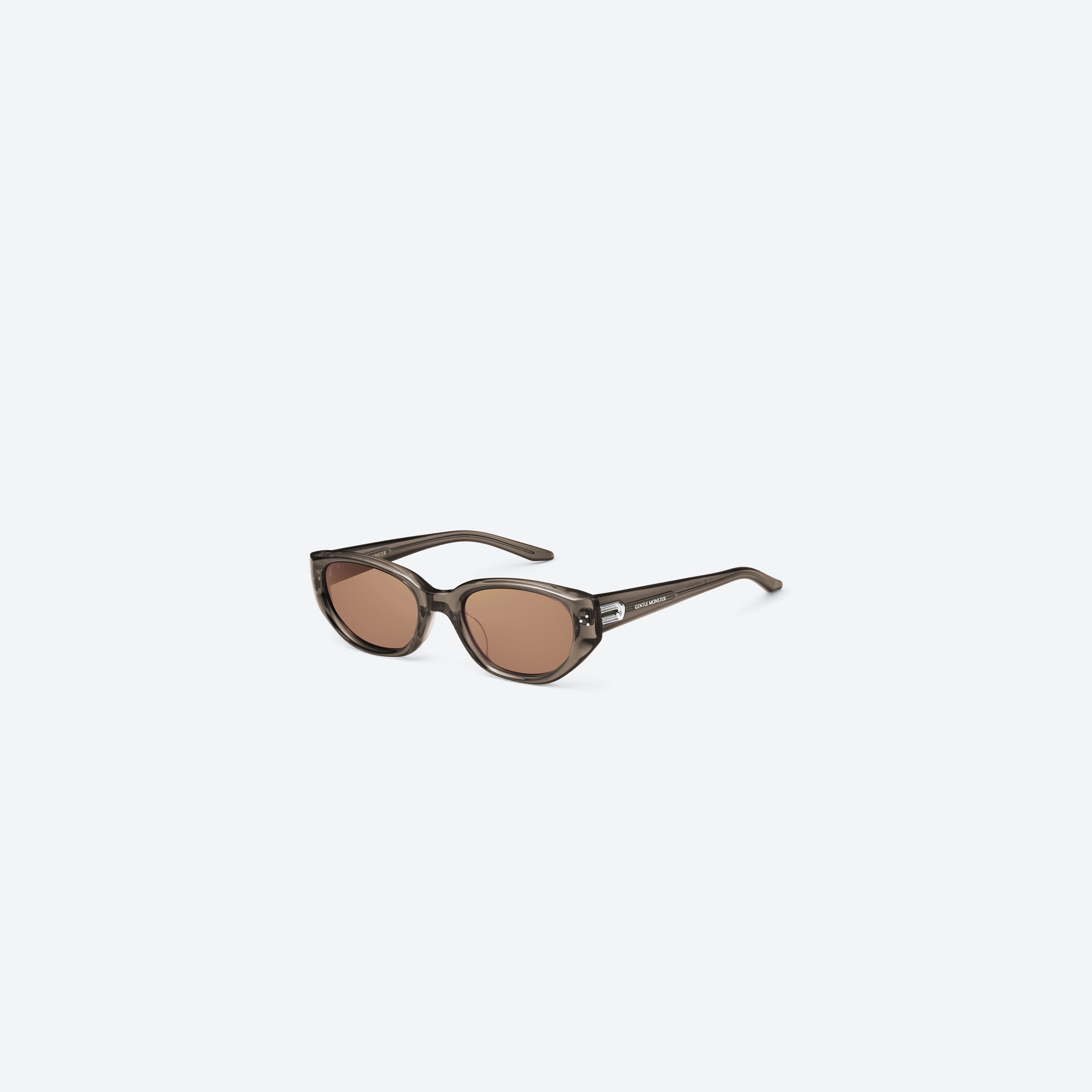 45-degree view of Gentle Monster Boni BRC17 Brown Acetate framed Cat-eye sunglasses.