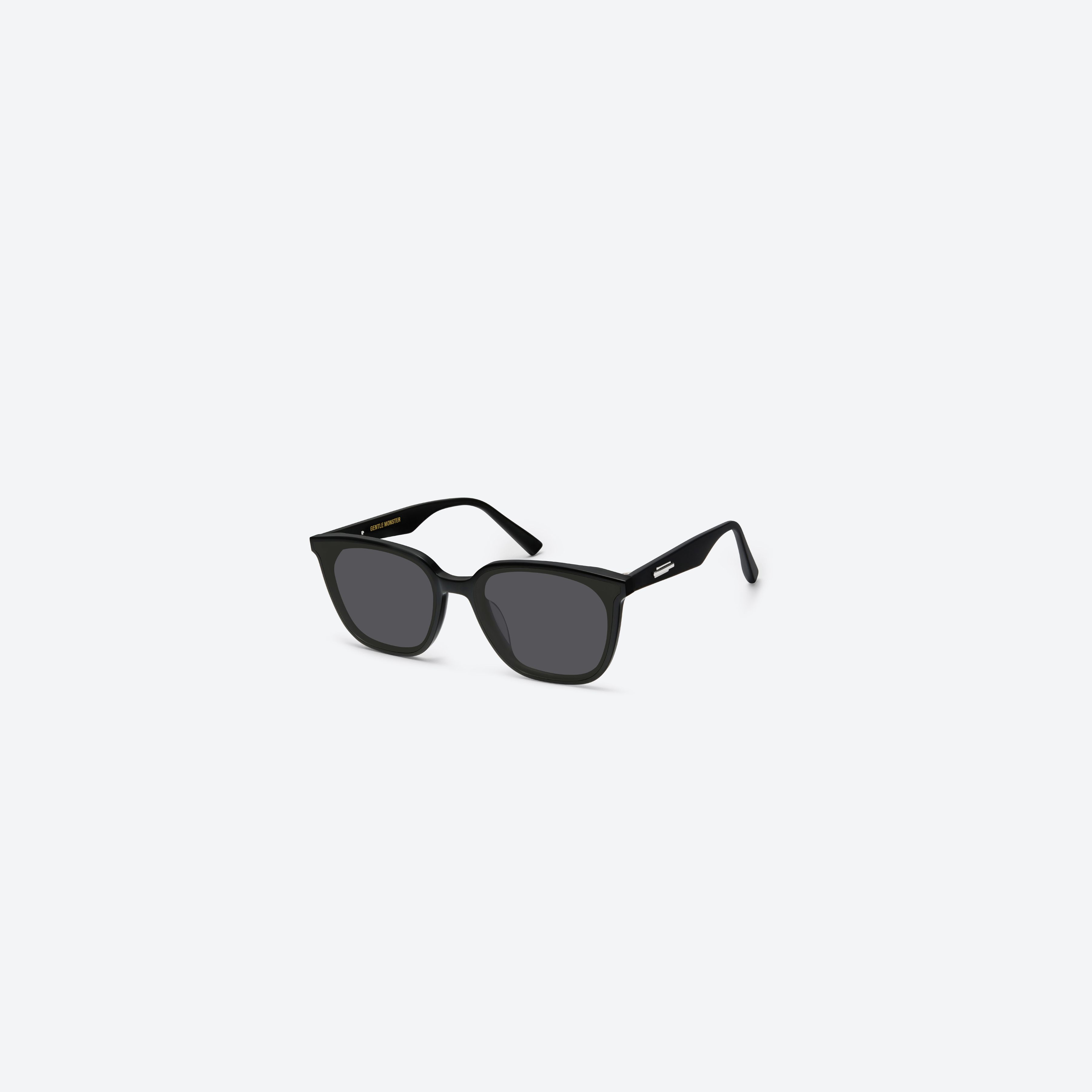 45-degree view of Gentle Monster Lilit 01 Black Acetate framed Square sunglasses.