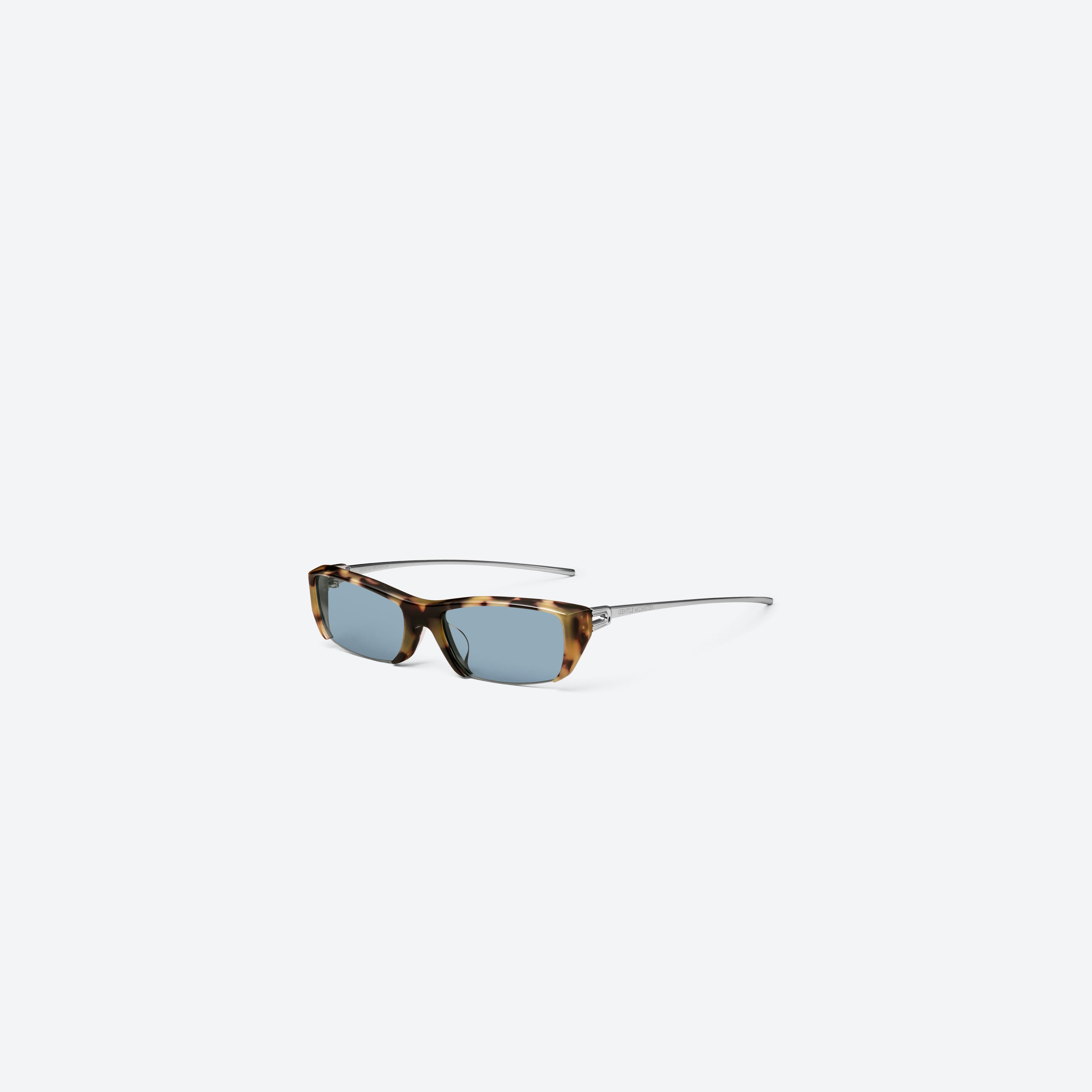 45-degree view of Gentle Monster Room 433 T10 Tortoise Mixed framed Square sunglasses.