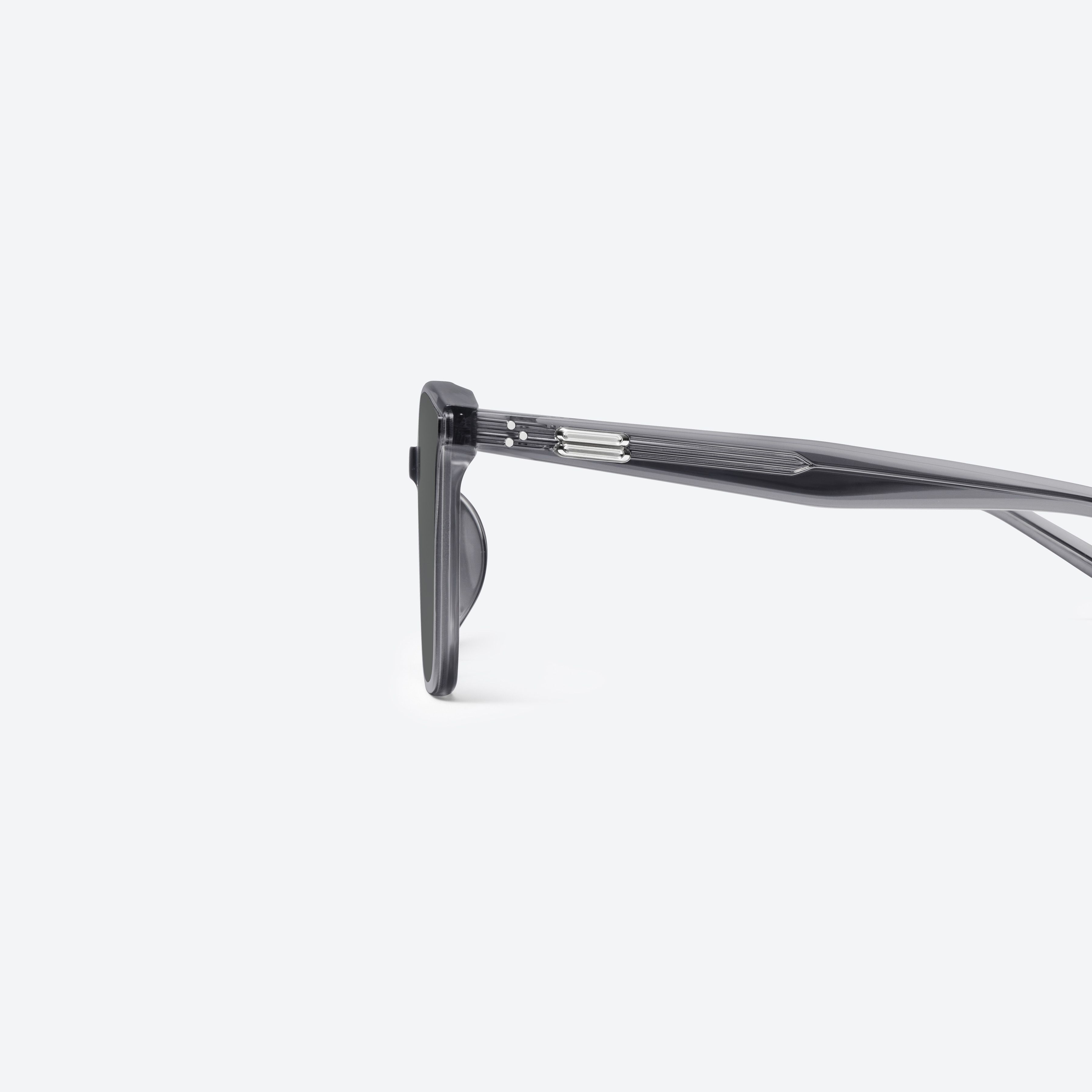A detailed left view of Gentle Monster Alma G1 Gray Acetate framed Square sunglasses.